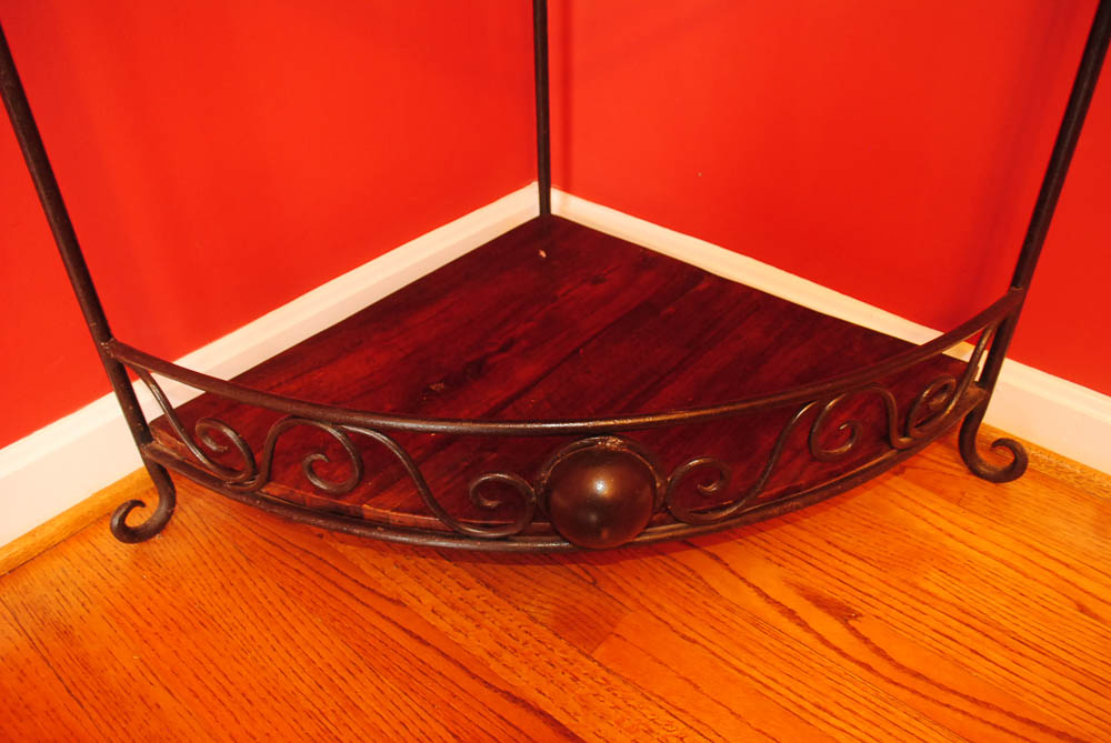 Wrought Iron and Wood Corner Etagere EBTH