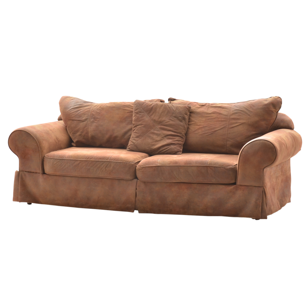 Brown Faux Suede Sofa EBTH