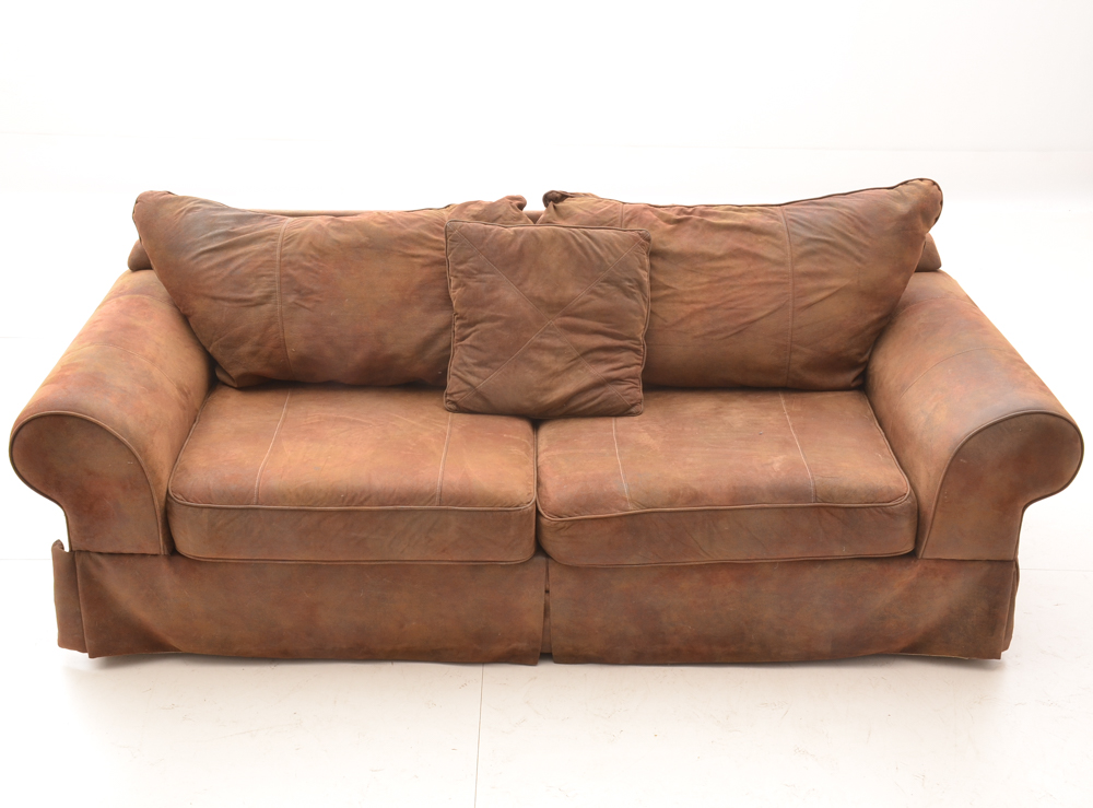 Brown Faux Suede Sofa EBTH
