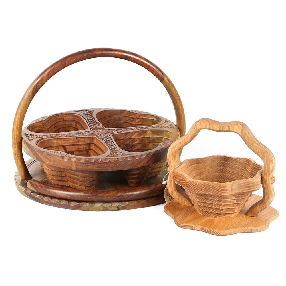 Amish Hand Carved Collapsible Baskets EBTH