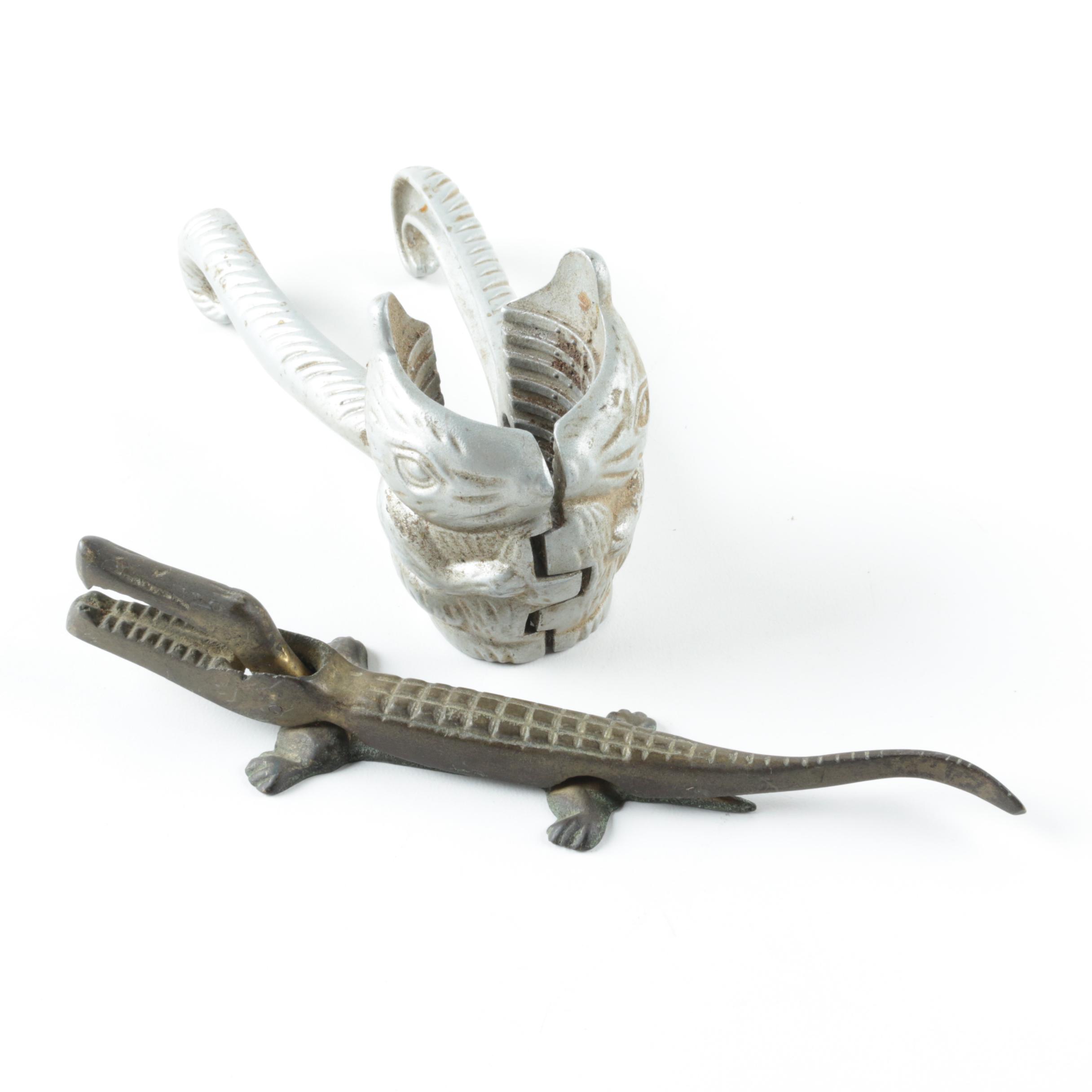 Vintage Cast Iron Alligator and Aluminum Squirrel Nutcrackers EBTH