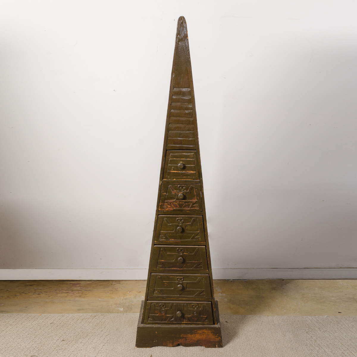 Painted Figural Obelisk Chest Of Drawers Ebth