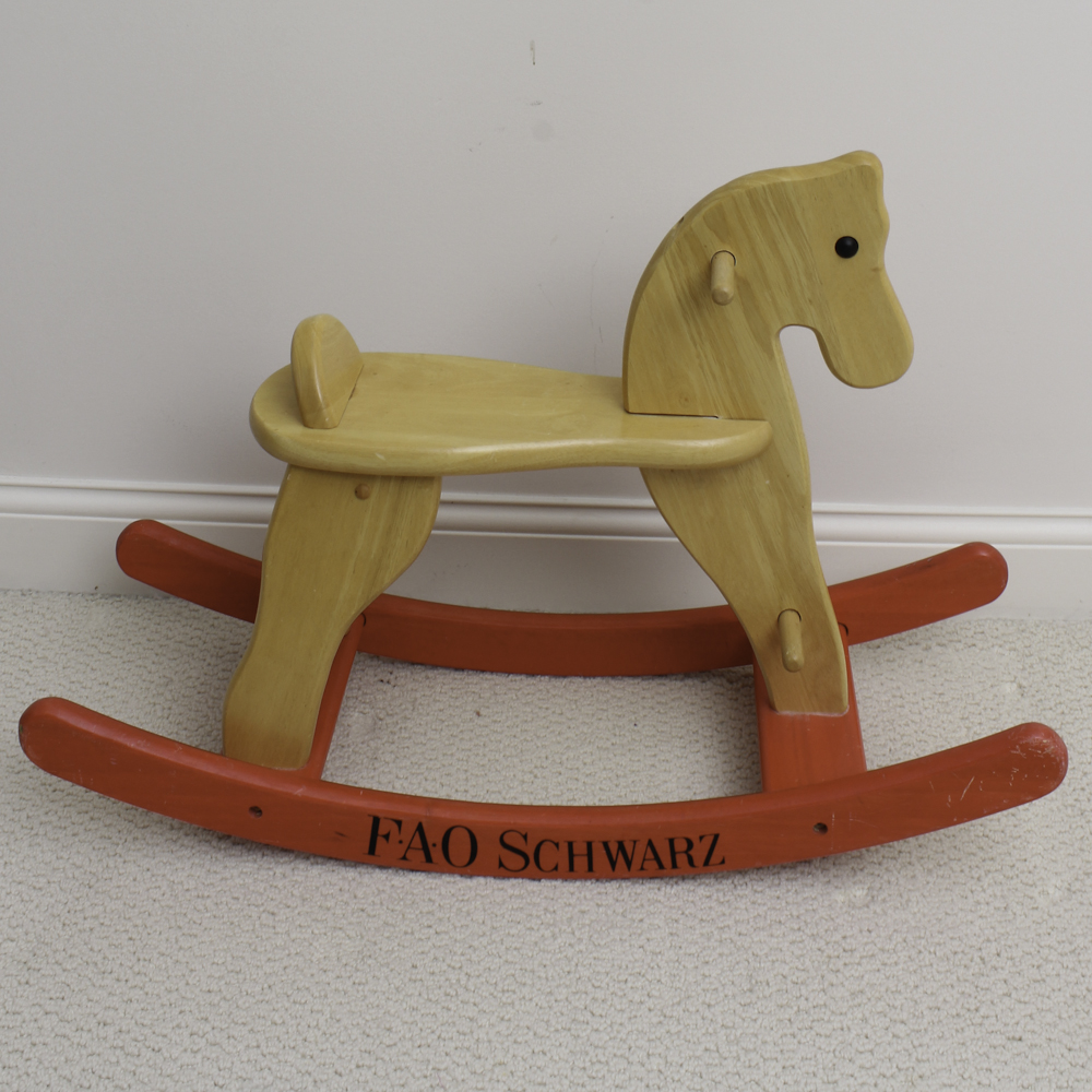 fao schwarz wooden rocking horse