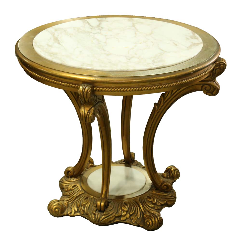 Vintage Marble Top Foyer Table | EBTH