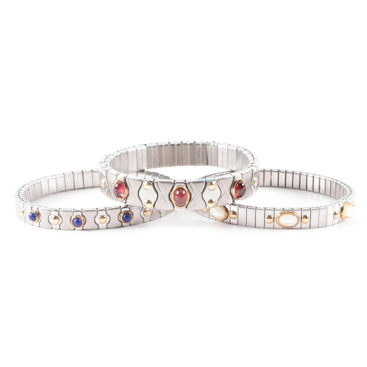 Zoppini Stainless Steel and 18K Gold Expansion Bracelets With Gemstones ...