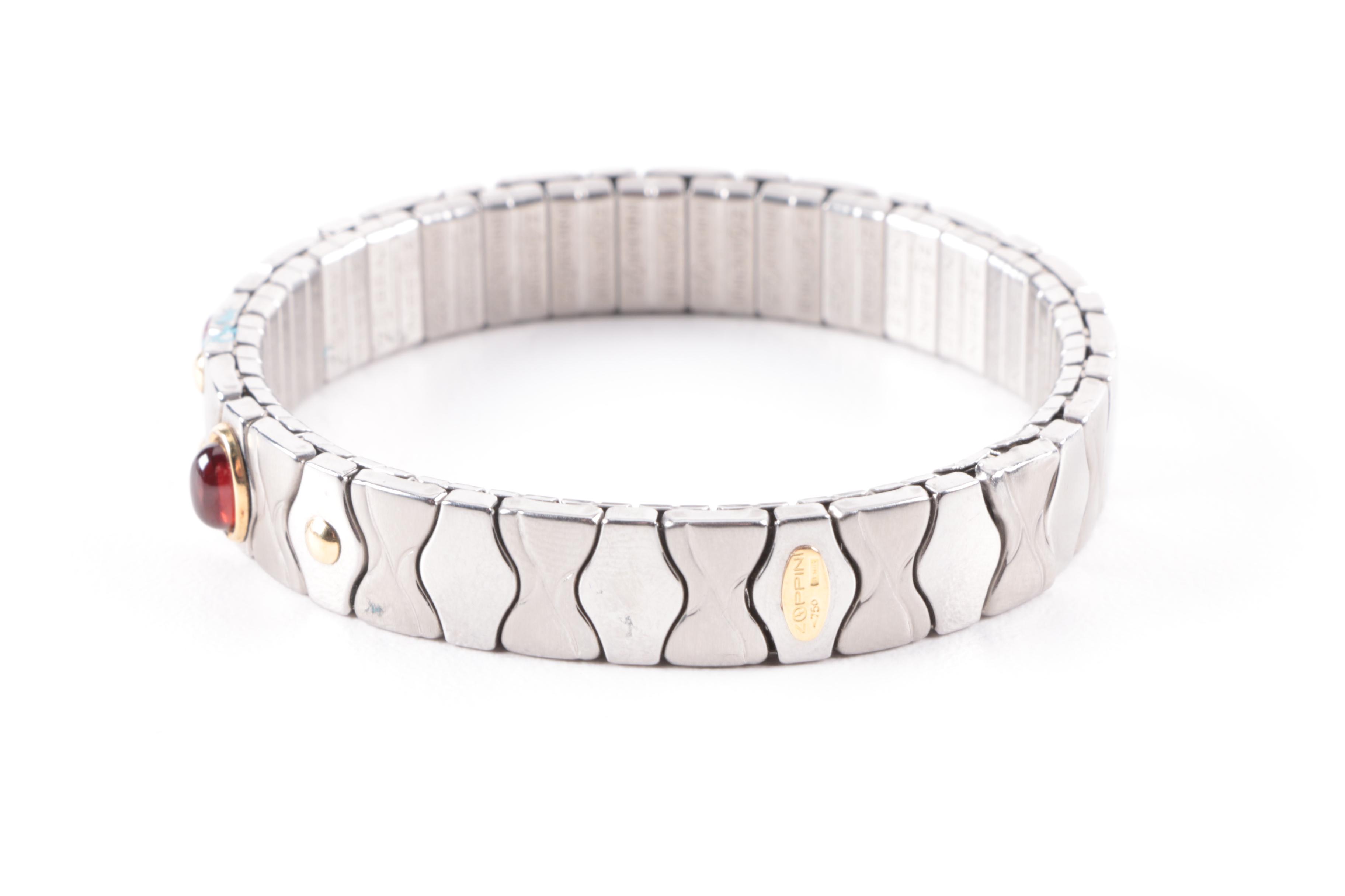 Zoppini Stainless Steel and 18K Gold Expansion Bracelets With Gemstones