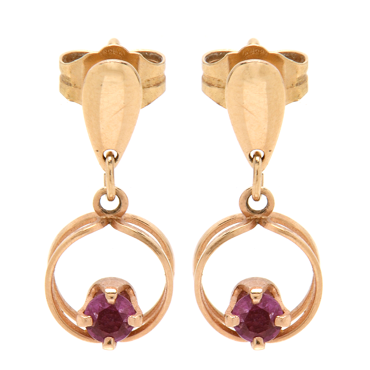 14K Yellow Gold Natural Ruby Pierced Earrings | EBTH