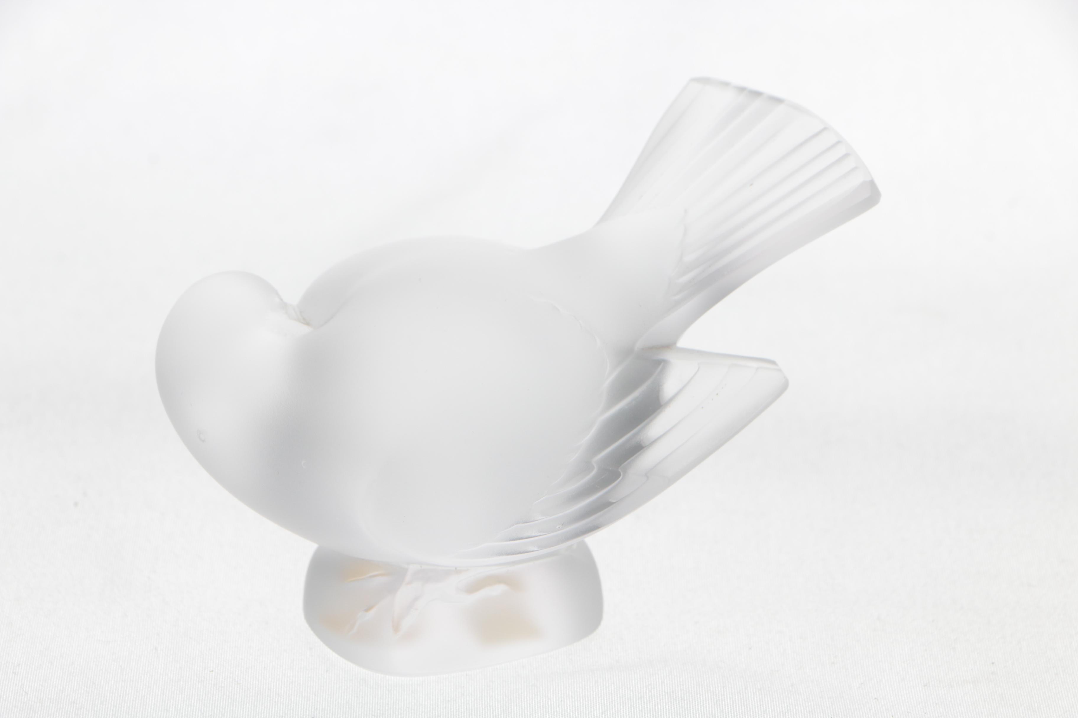 Lalique Crystal Bird Figurine and Lenox Crystal Vase EBTH