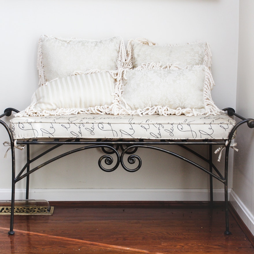 Wrought Iron Bench With Cushion Ebth