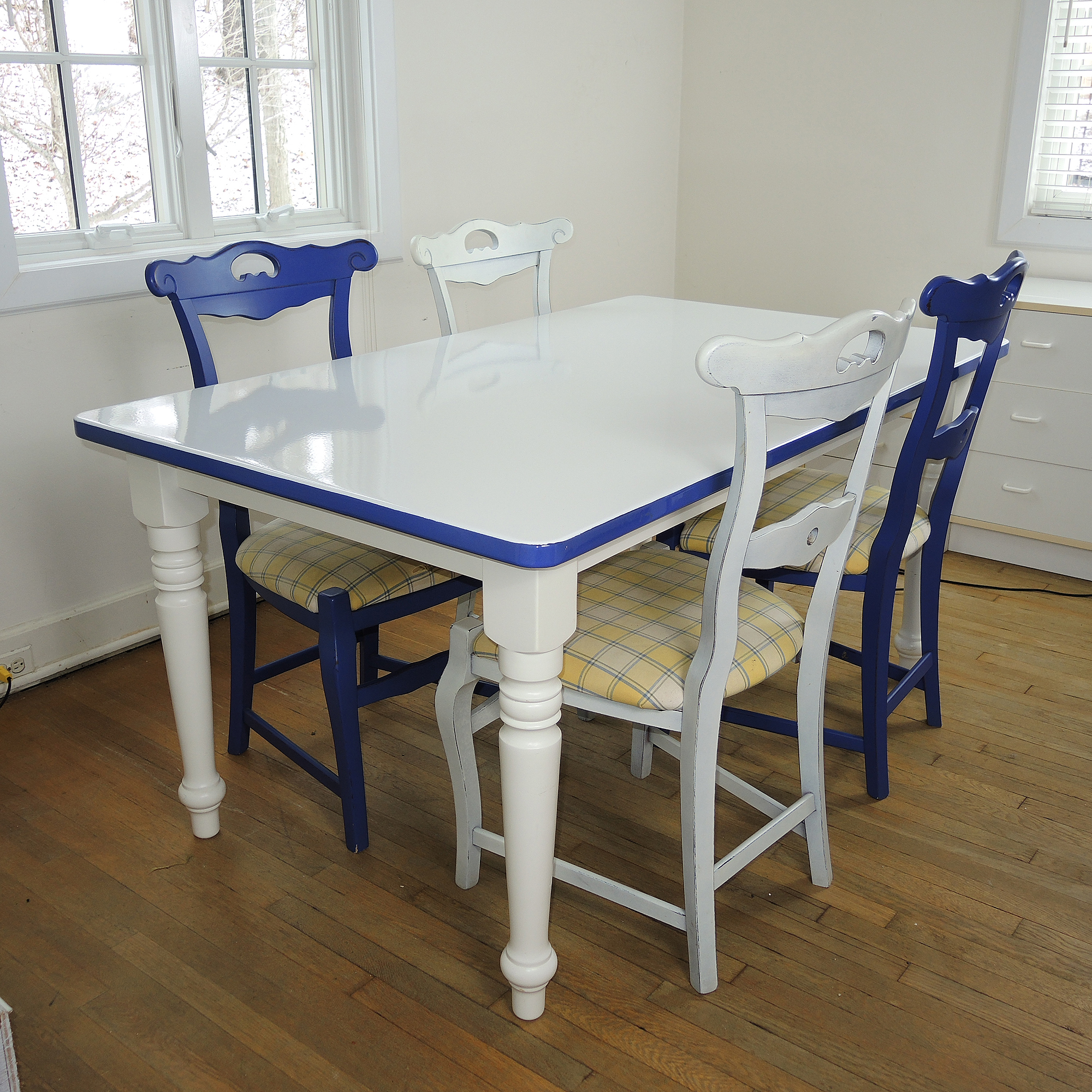 Arhaus White Enamel Top Table and Chairs EBTH