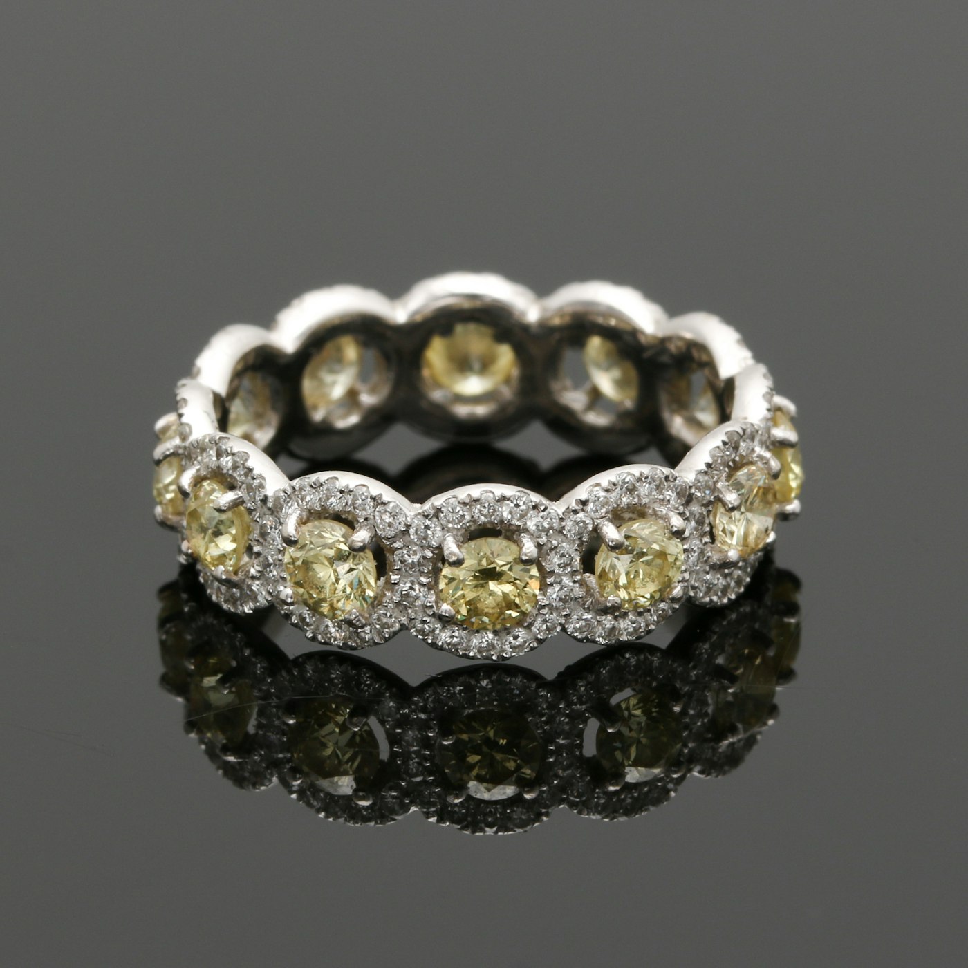 18K White Gold 2.26 CTW Diamond Ring Featuring Yellow Diamonds | EBTH