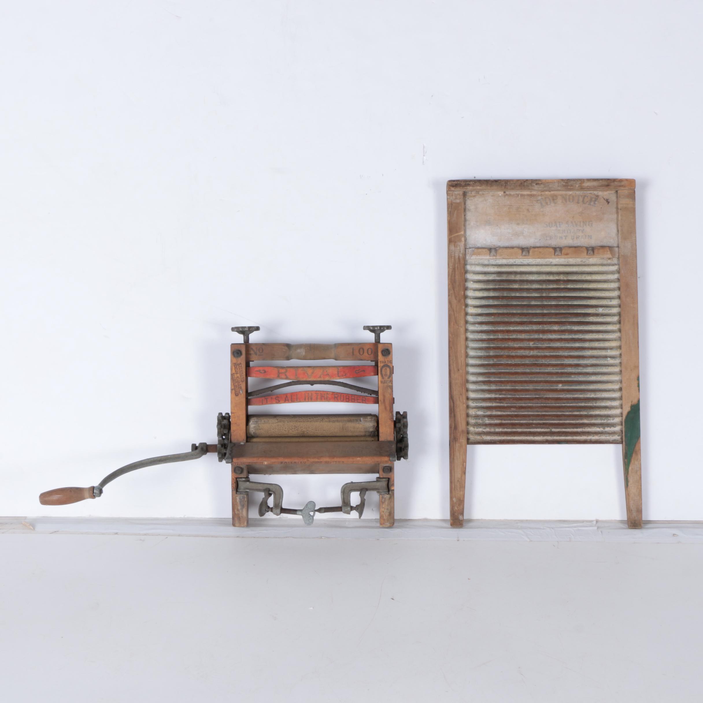 Vintage Washboard and Laundry Wringer EBTH