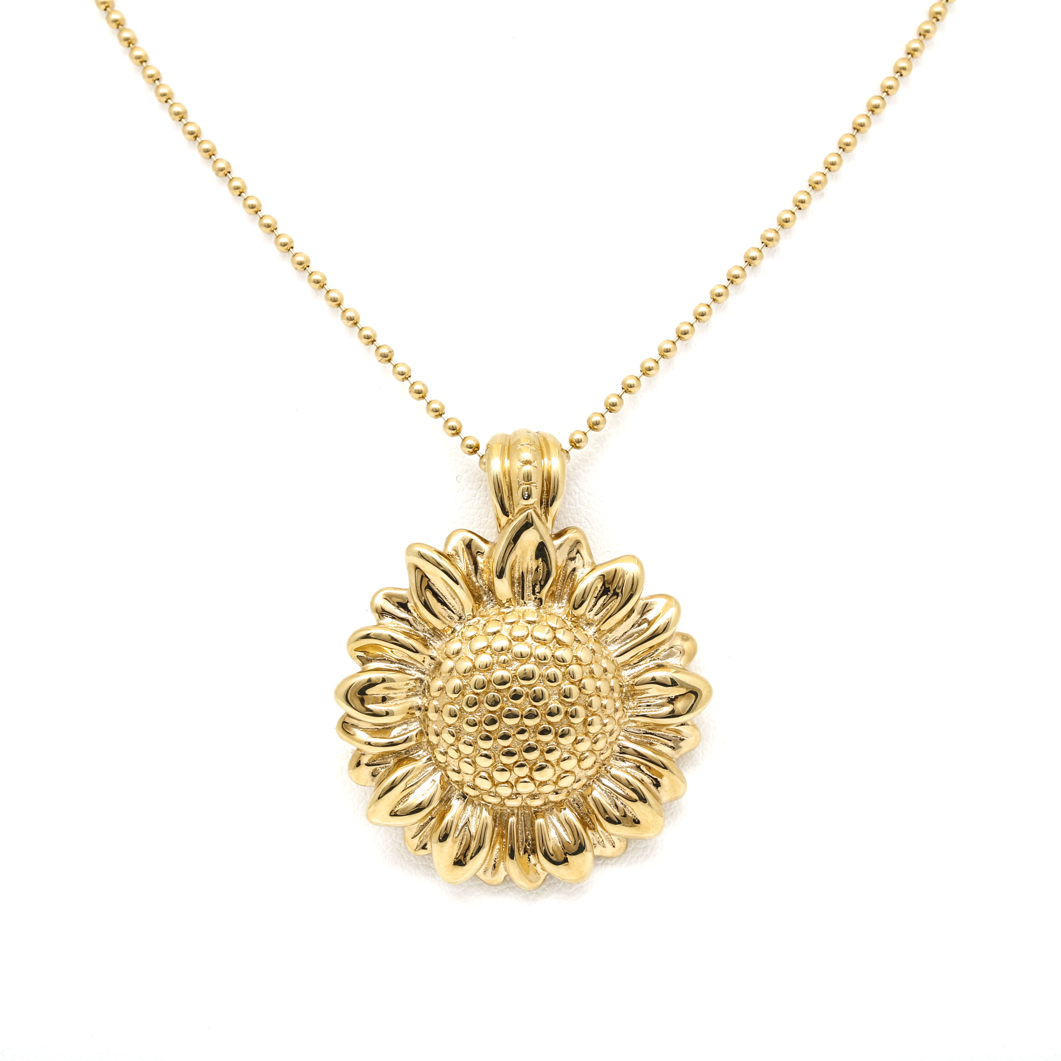 14K Yellow Gold Sunflower Pendant Necklace EBTH