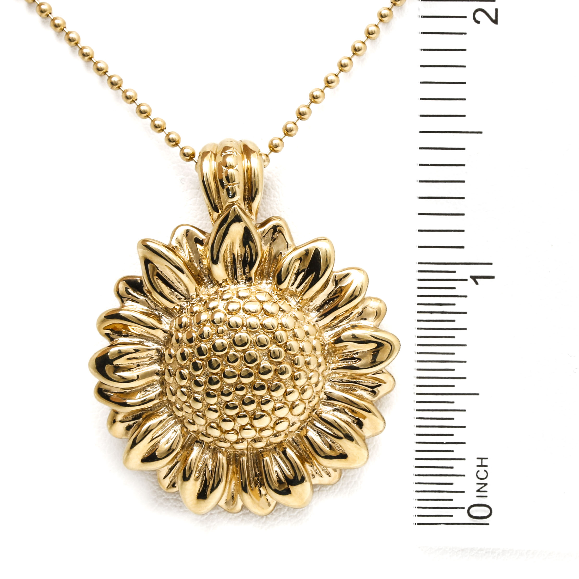 14K Yellow Gold Sunflower Pendant Necklace EBTH