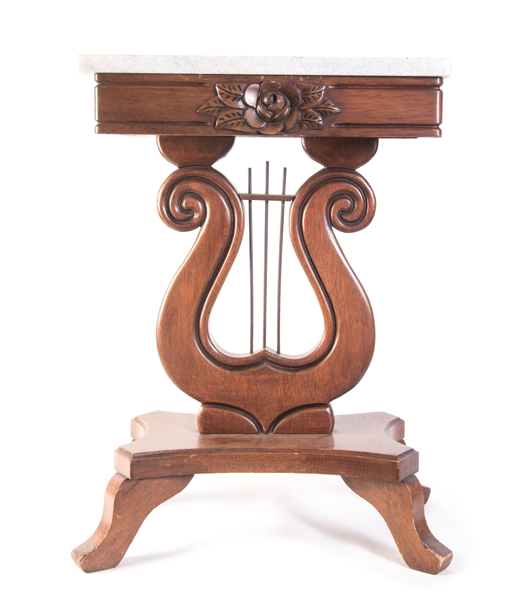 Victorian Style Marble Top Lyre Accent Tables EBTH