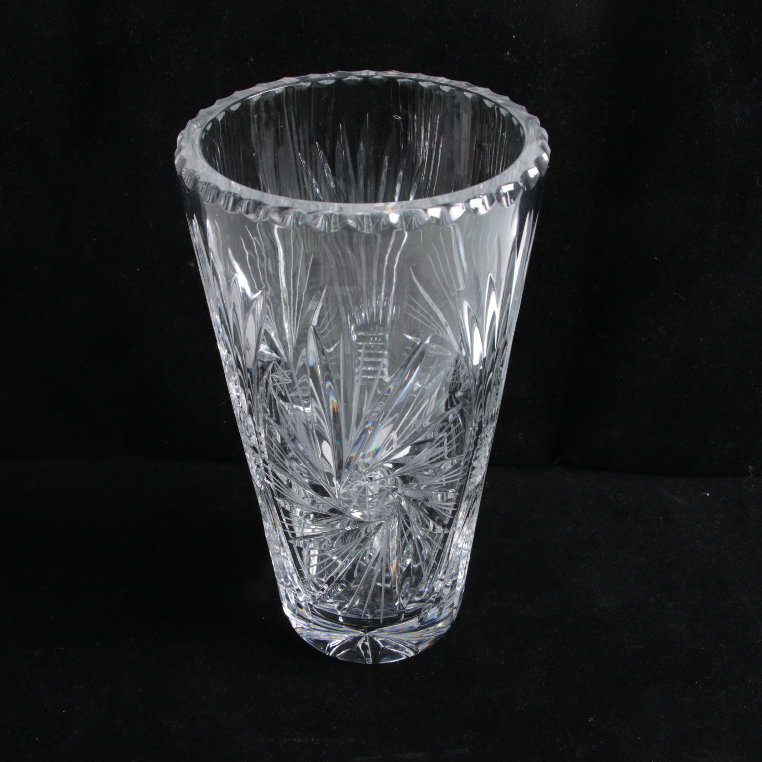 Sunburst and Swirl Hand Cut Crystal Vases EBTH