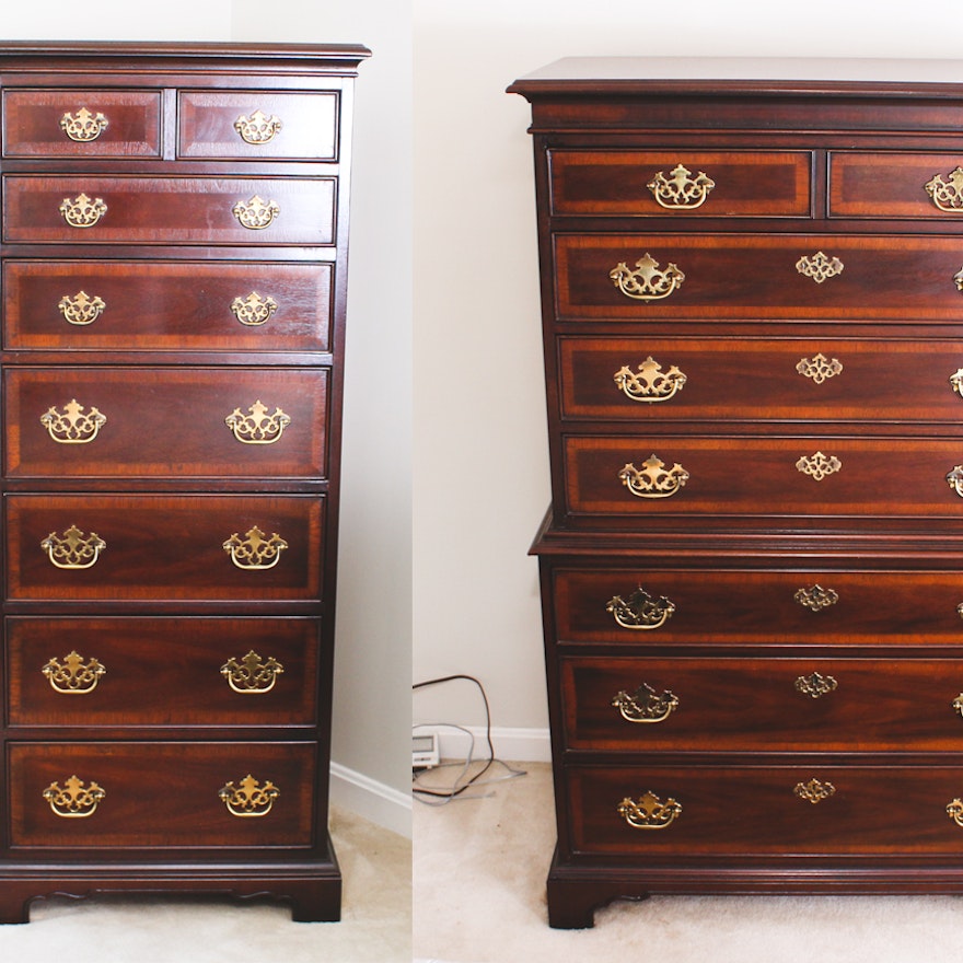 Chippendale Style Mahogany Highboy And Chest On Chest By Drexel