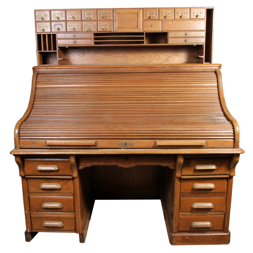 Vintage Roll Top Shelbyville Desk Ebth