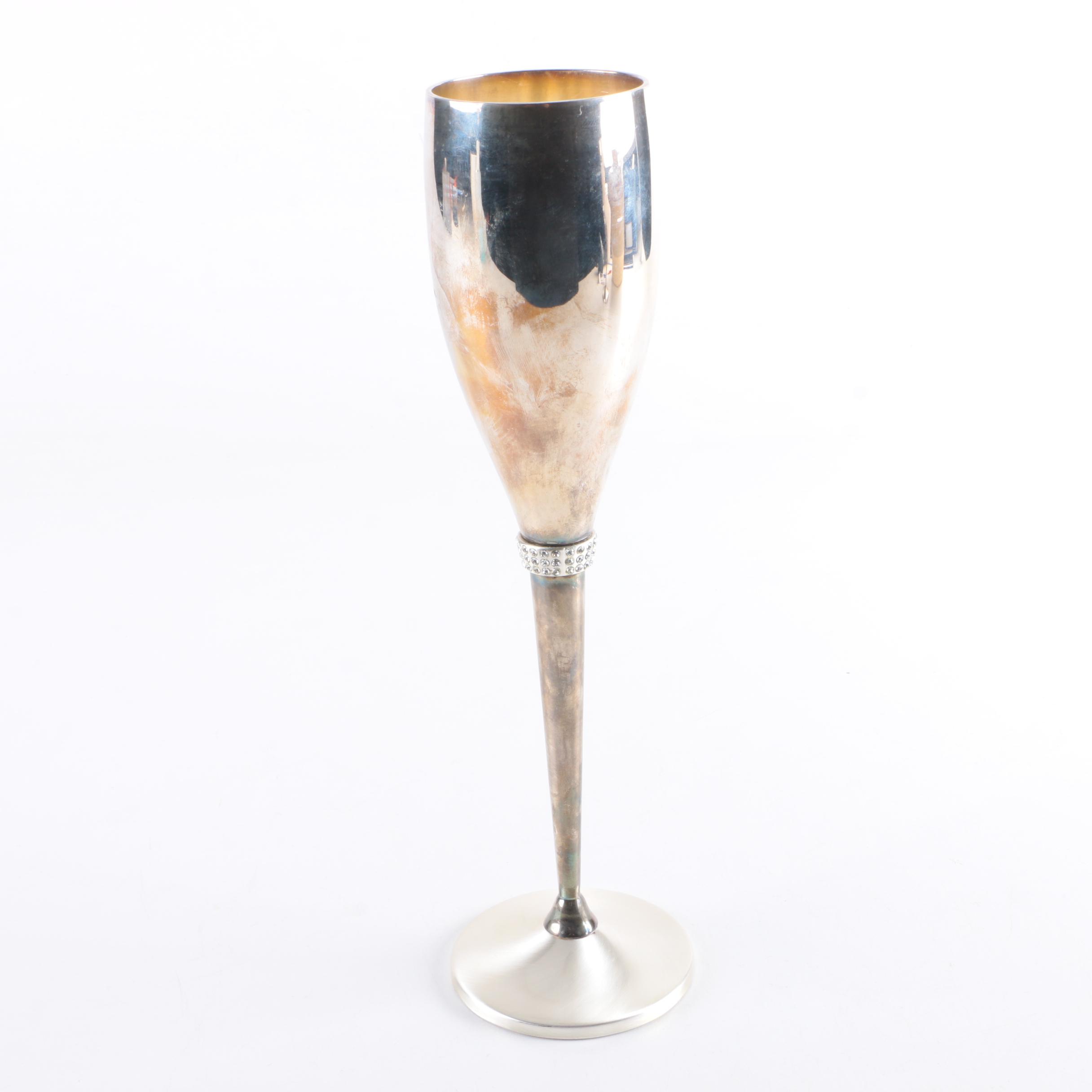 Things Remembered Silver Plate Champagne Flutes Featuring Swarovski