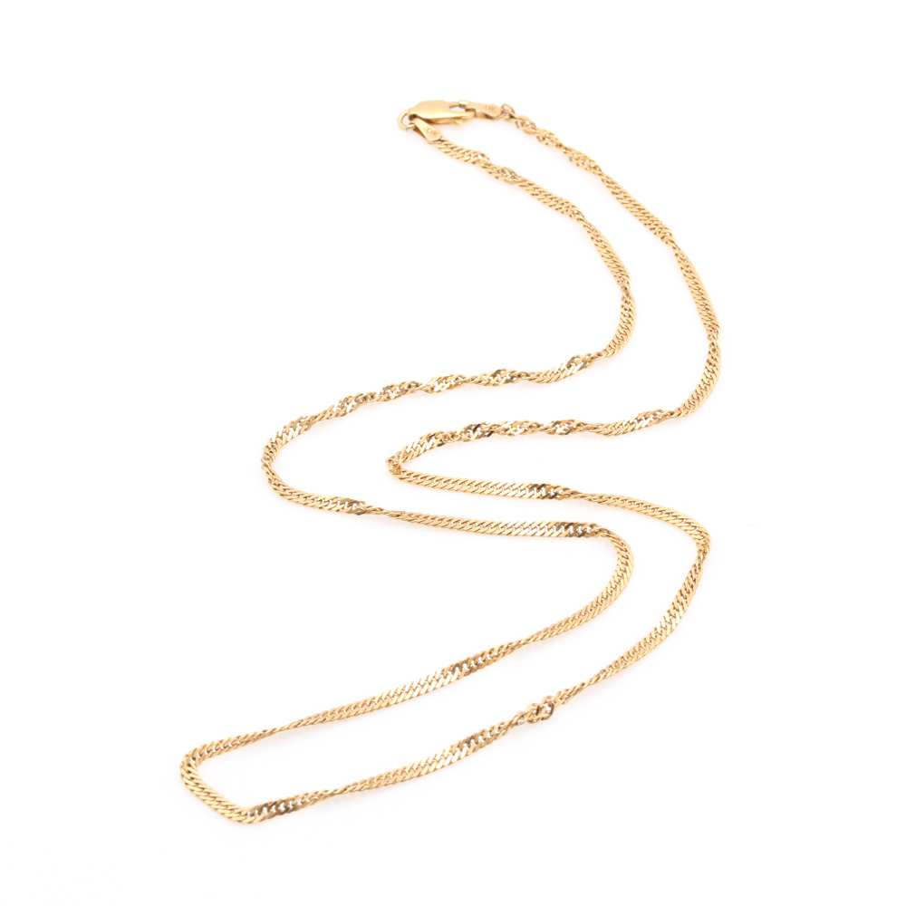 10K Yellow Gold Twisted Curb Chain Necklace EBTH