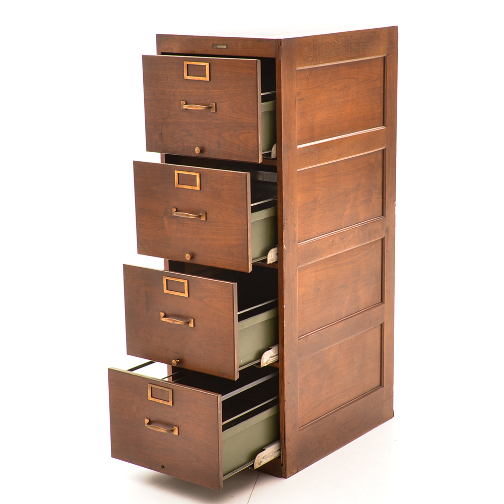 Walnut Globe Wernicke Filing Cabinet | EBTH
