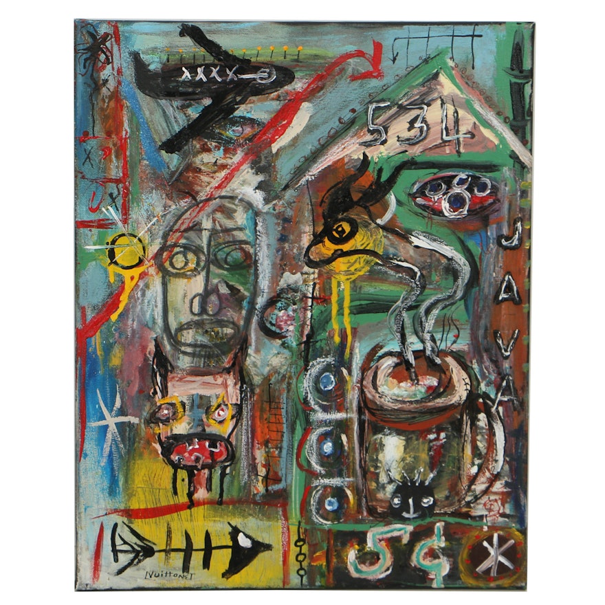 Louis Vuittonet Mixed Media Painting on Canvas of Abstract Composition | EBTH