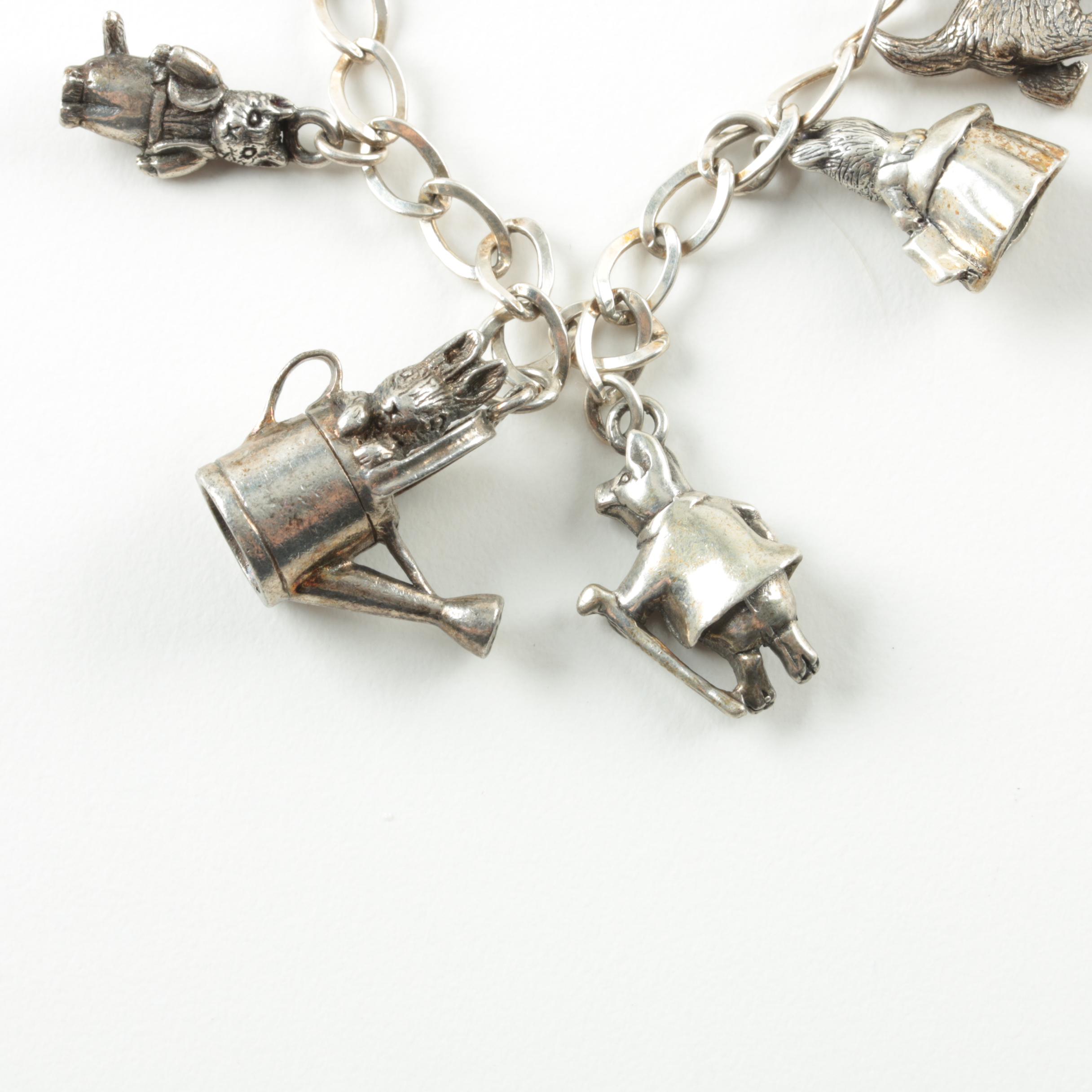 Hand & Hammer Sterling Silver "Peter Rabbit" Collectible Charm Bracelet