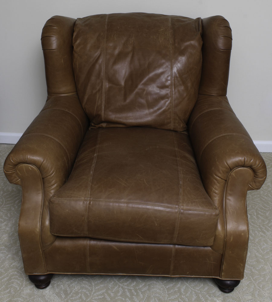 Leather Lounge Chair and Ottoman by Henredon EBTH