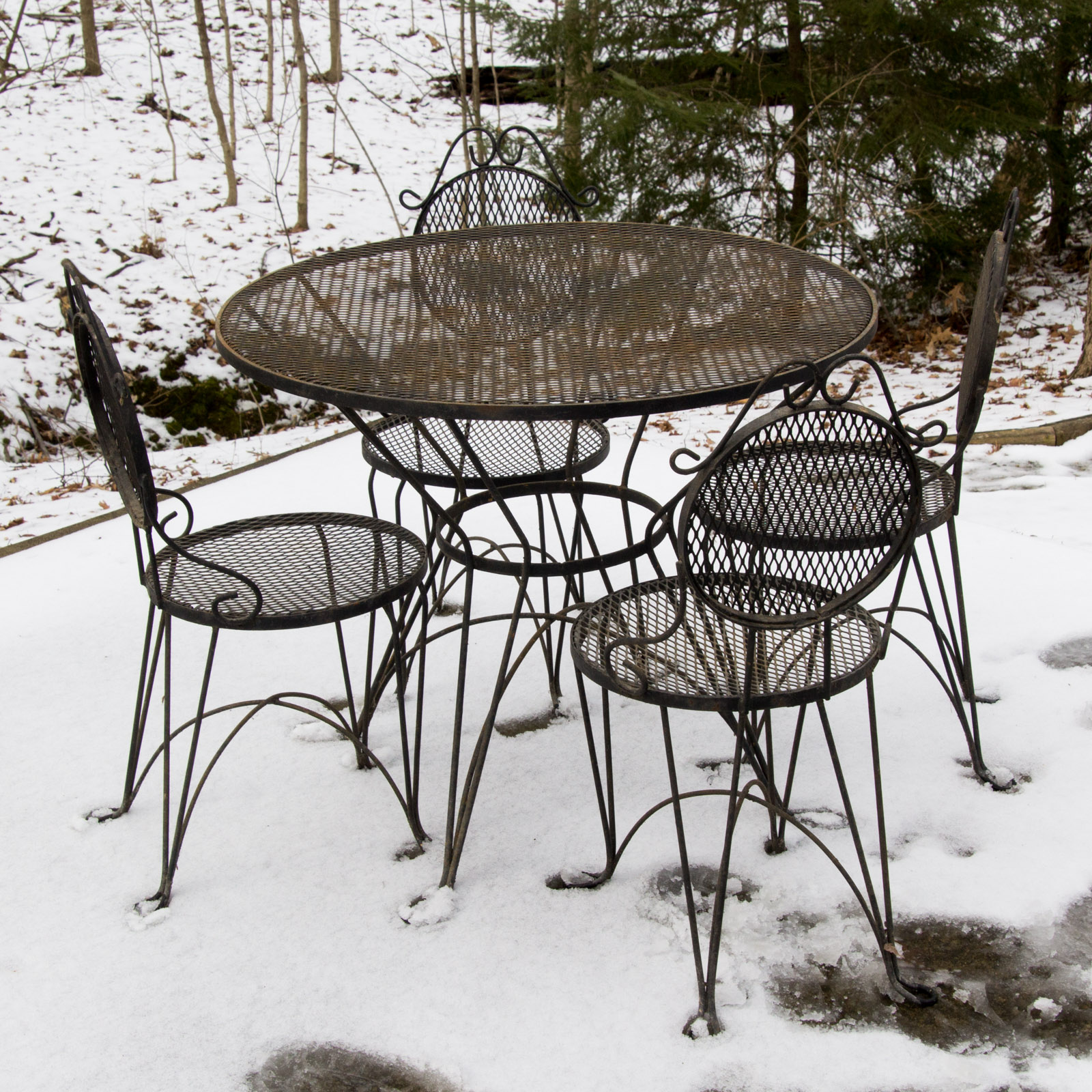 Mid Century Wrought Iron Ice Cream Parlor Patio Furniture Ebth