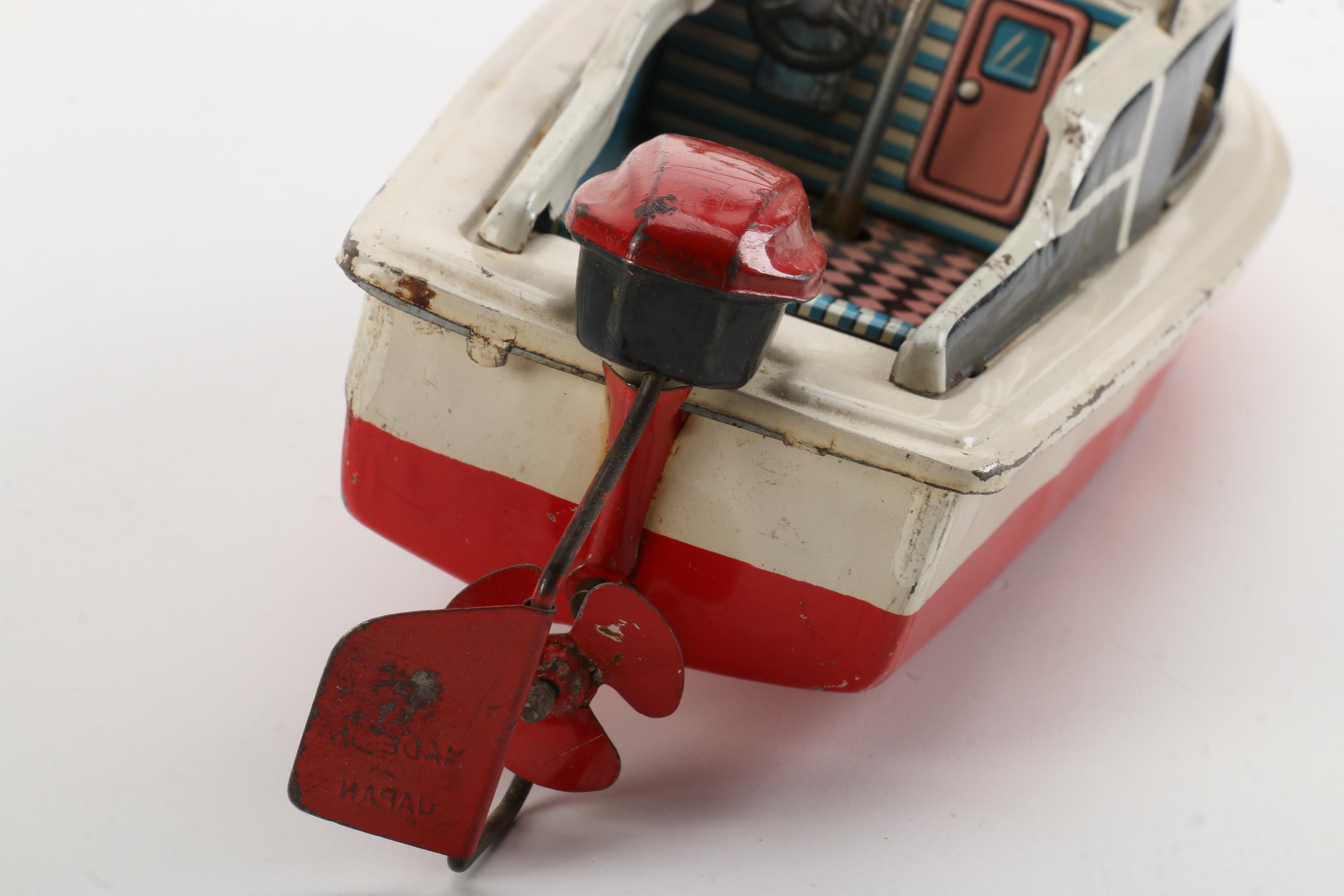 Vintage WindUp Speed Boat Toy With Stand EBTH