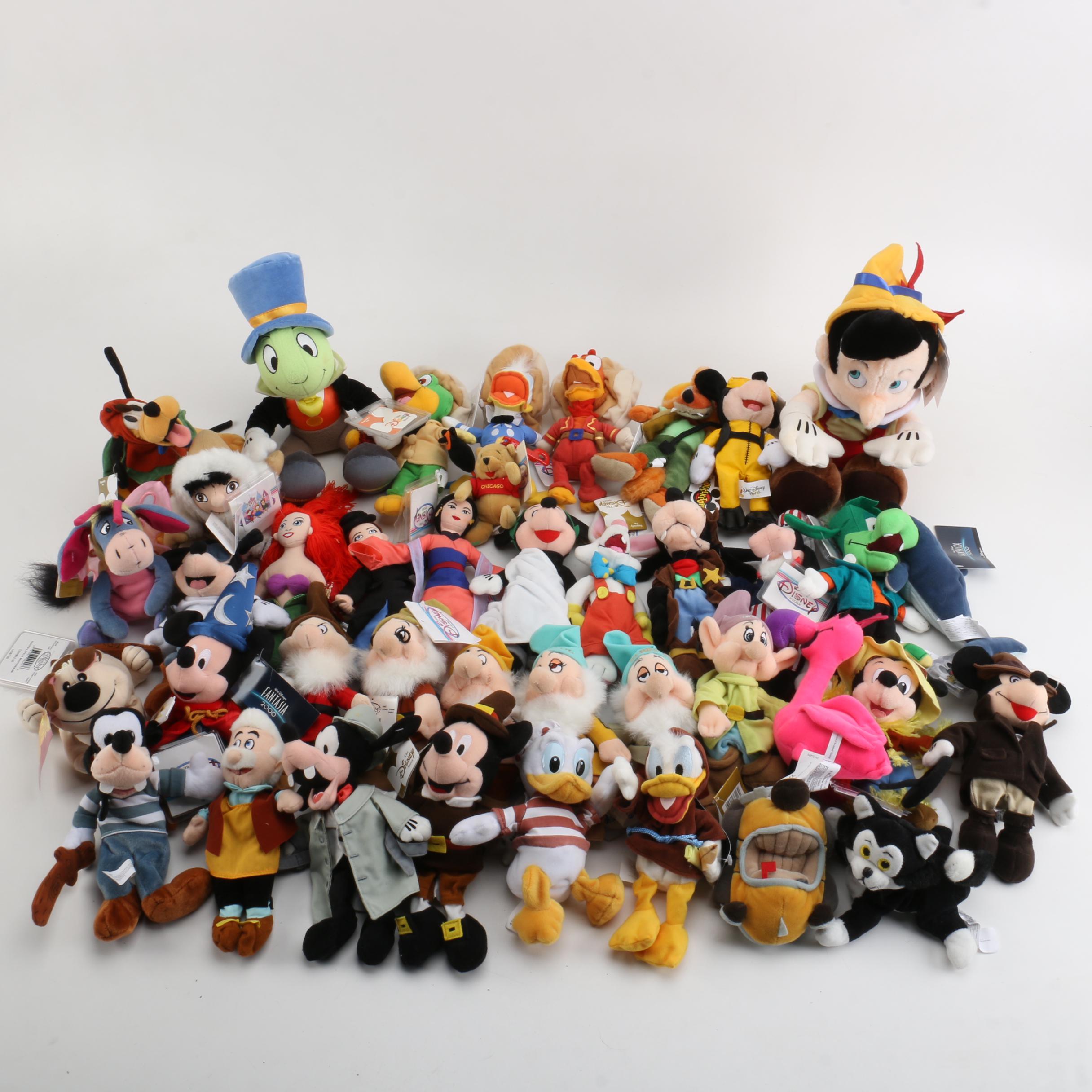 Vintage Disney Store Plush Dolls Featuring "Mickey Mouse" And Friends ...