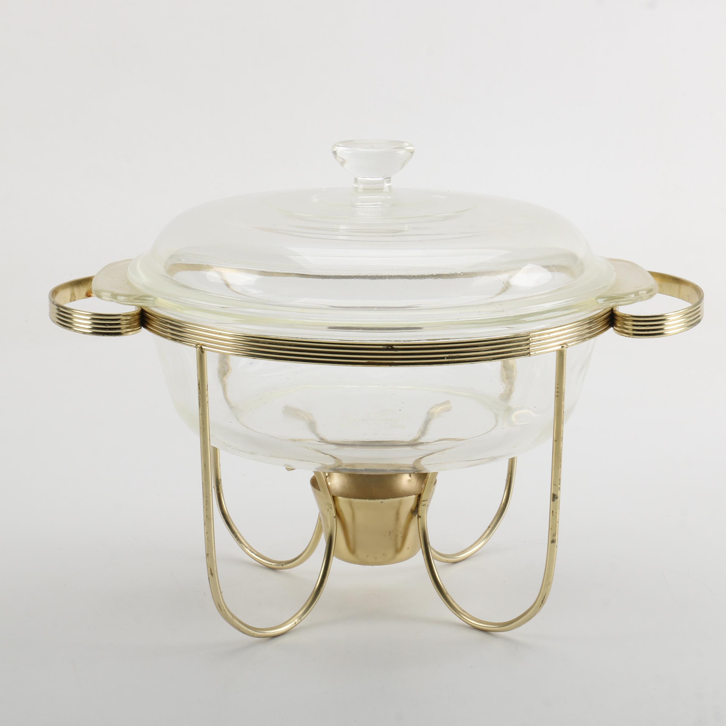 FireKing Glass Dish With Stand EBTH