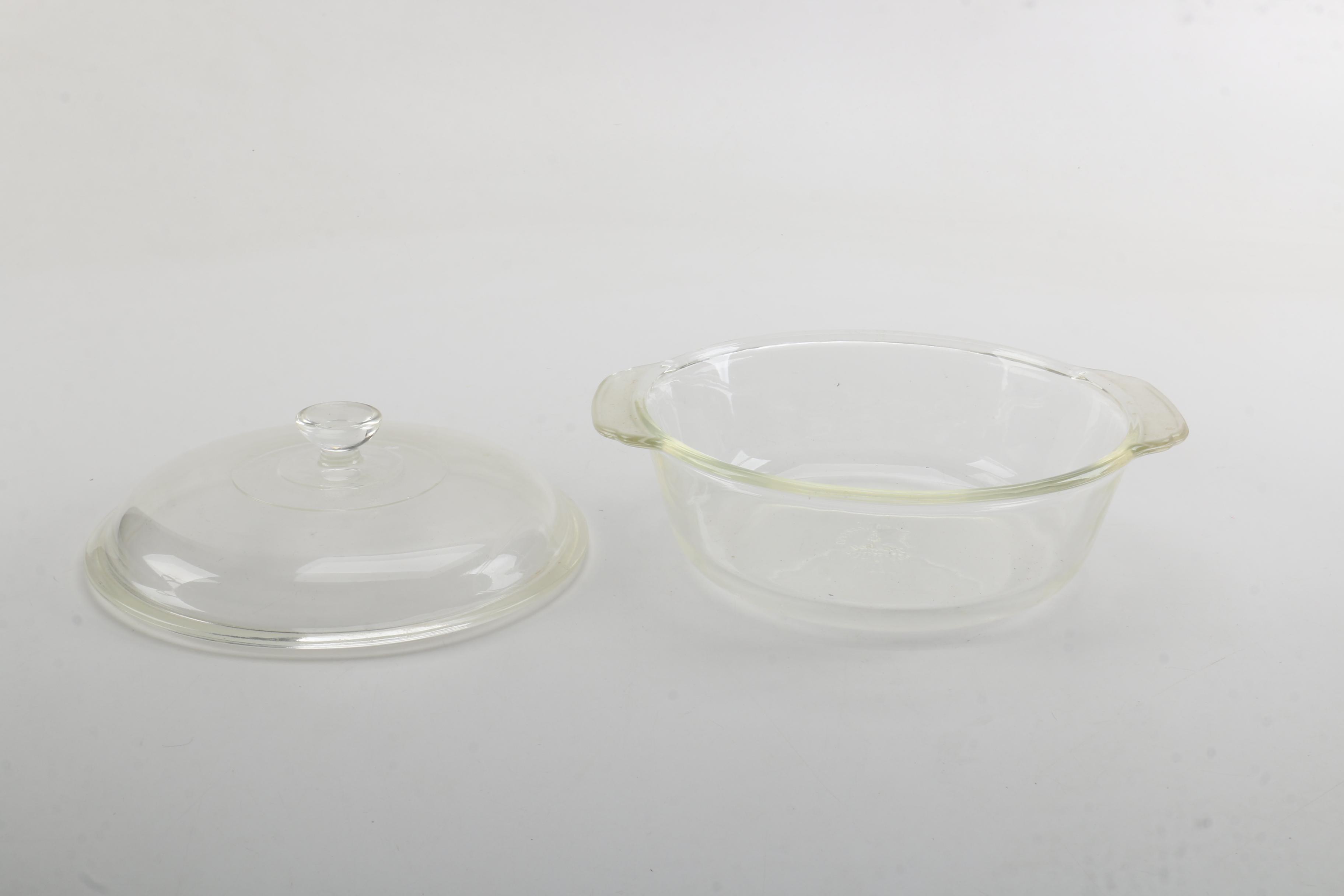 FireKing Glass Dish With Stand EBTH