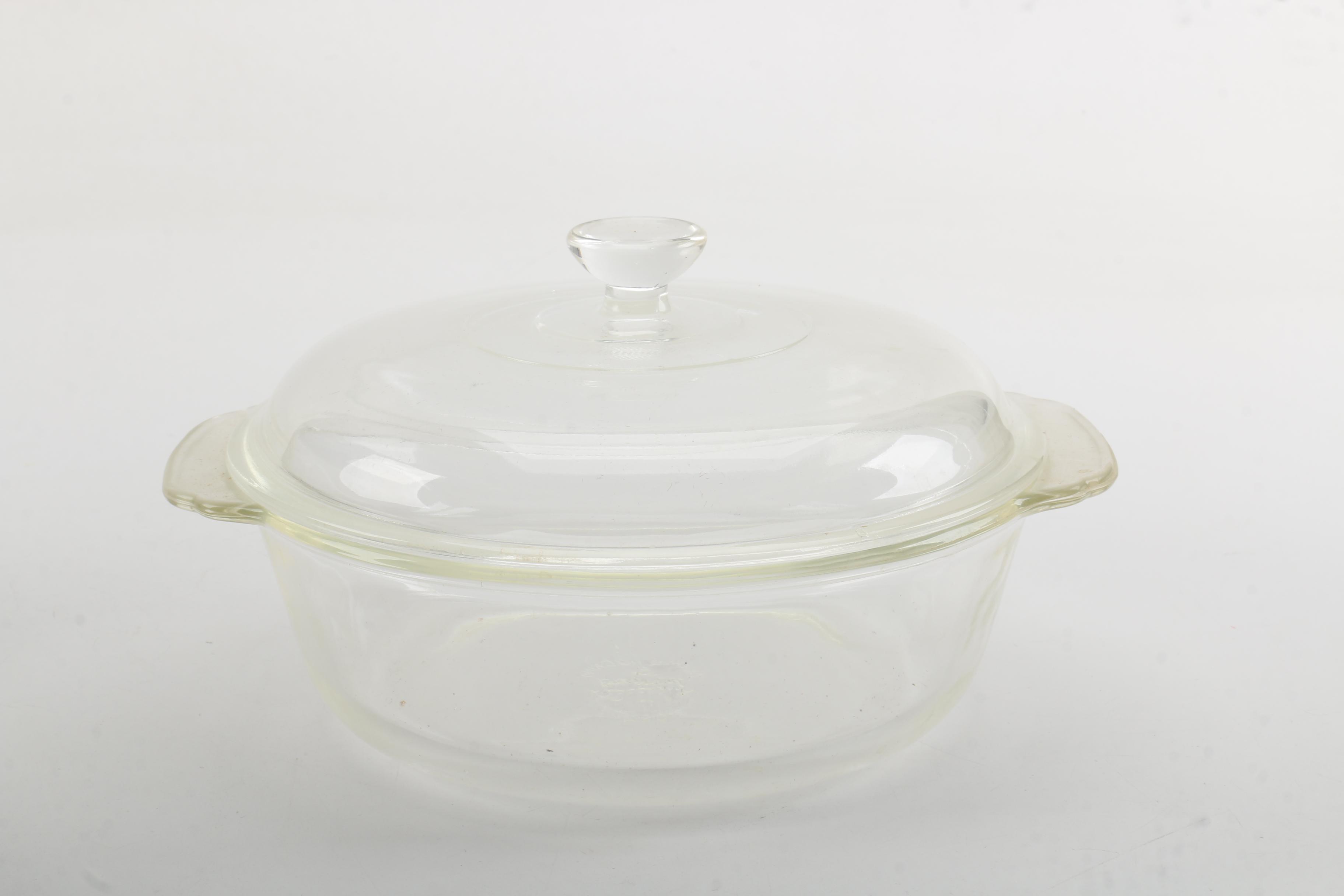 FireKing Glass Dish With Stand EBTH