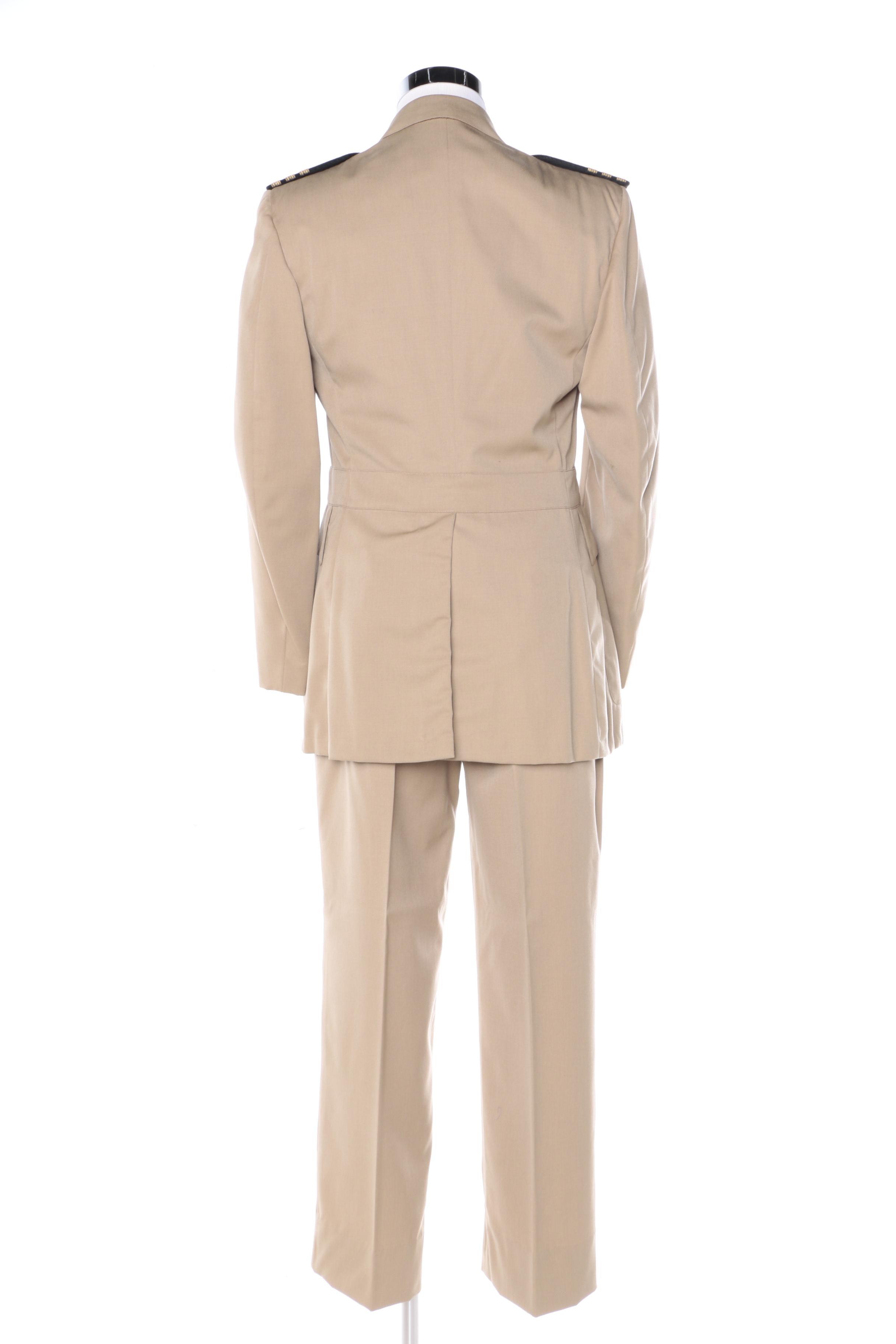 Vintage US Navy Service Dress Khaki Uniform, Cap and Covers EBTH