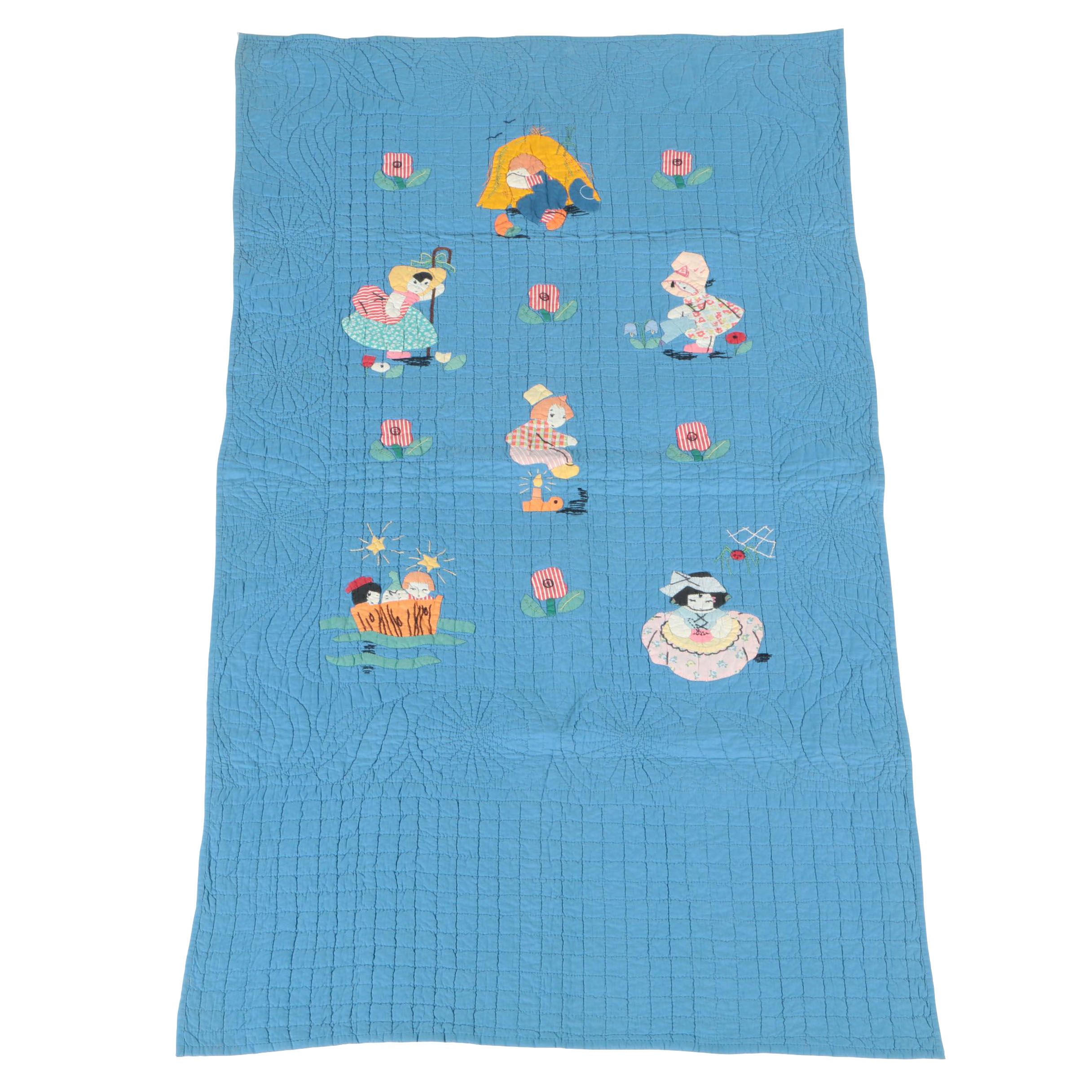 Nursery Rhyme Motif Quilted Child's Blanket EBTH