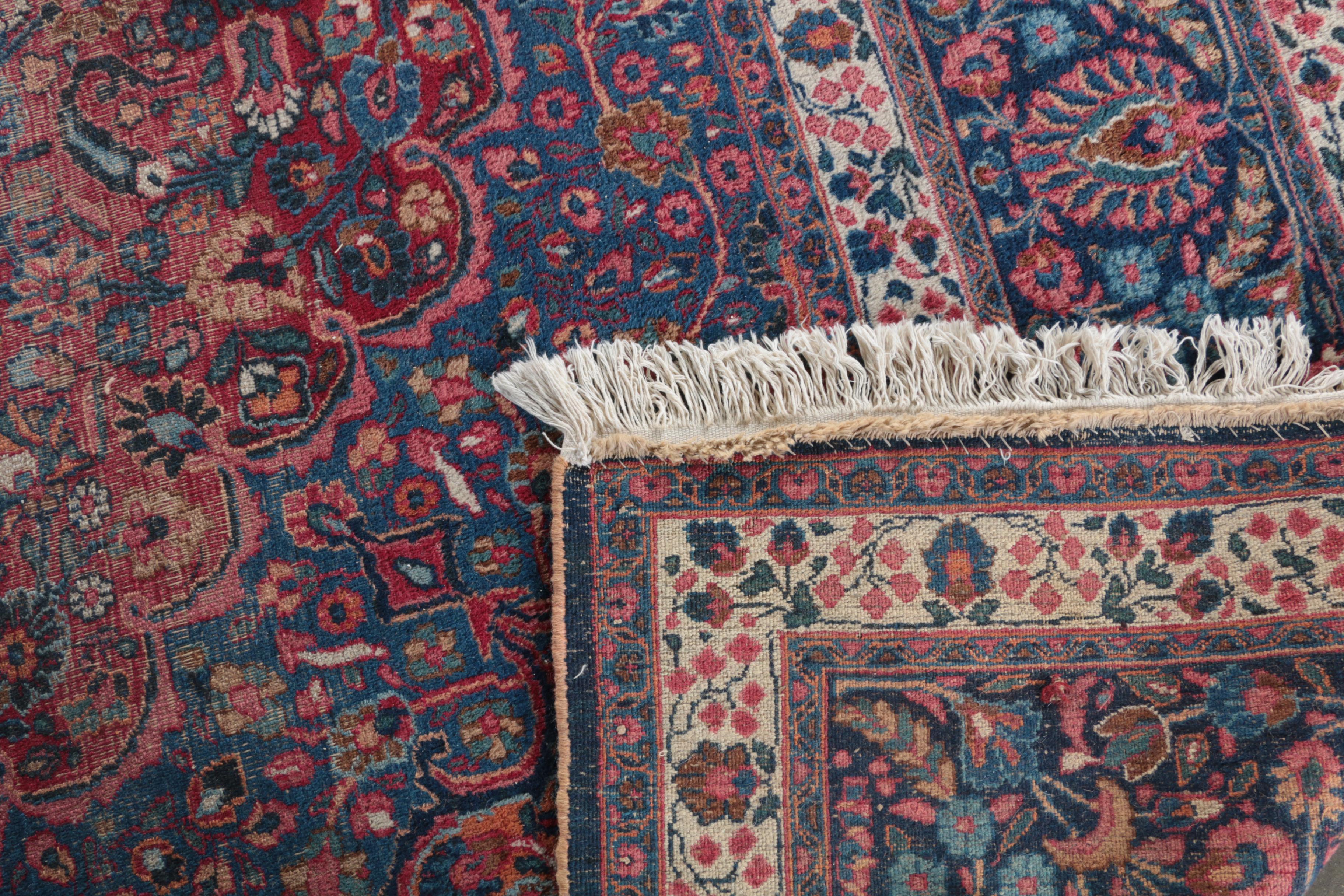 Antique HandKnotted Persian Mashhad Area Rug EBTH