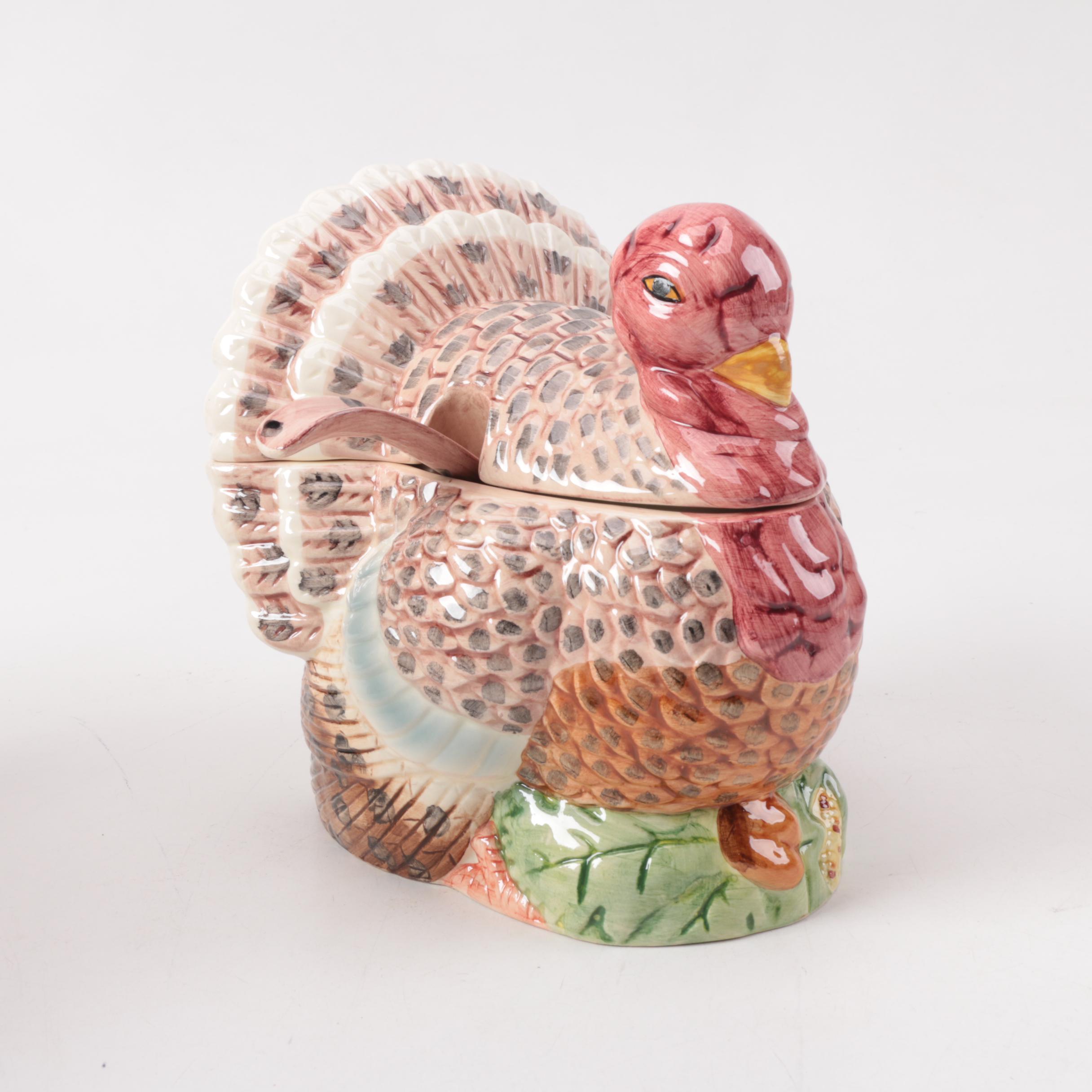 Ceramic Turkey Shaped Tureens with Ladle EBTH