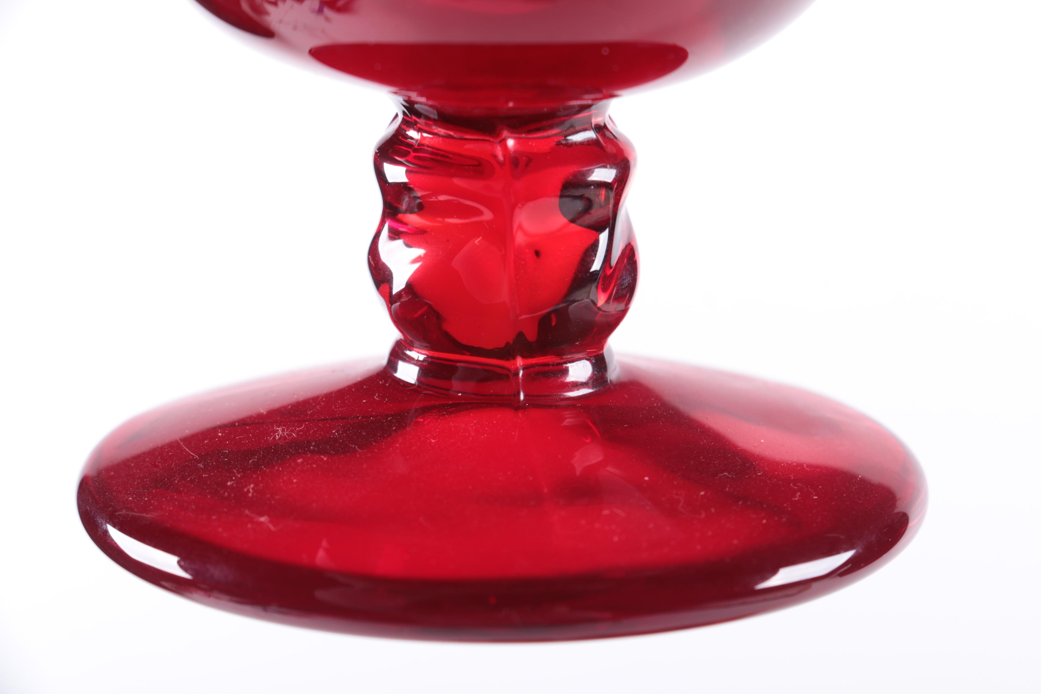 Vintage Fostoria "Jamestown" Ruby Red Glass Goblets EBTH