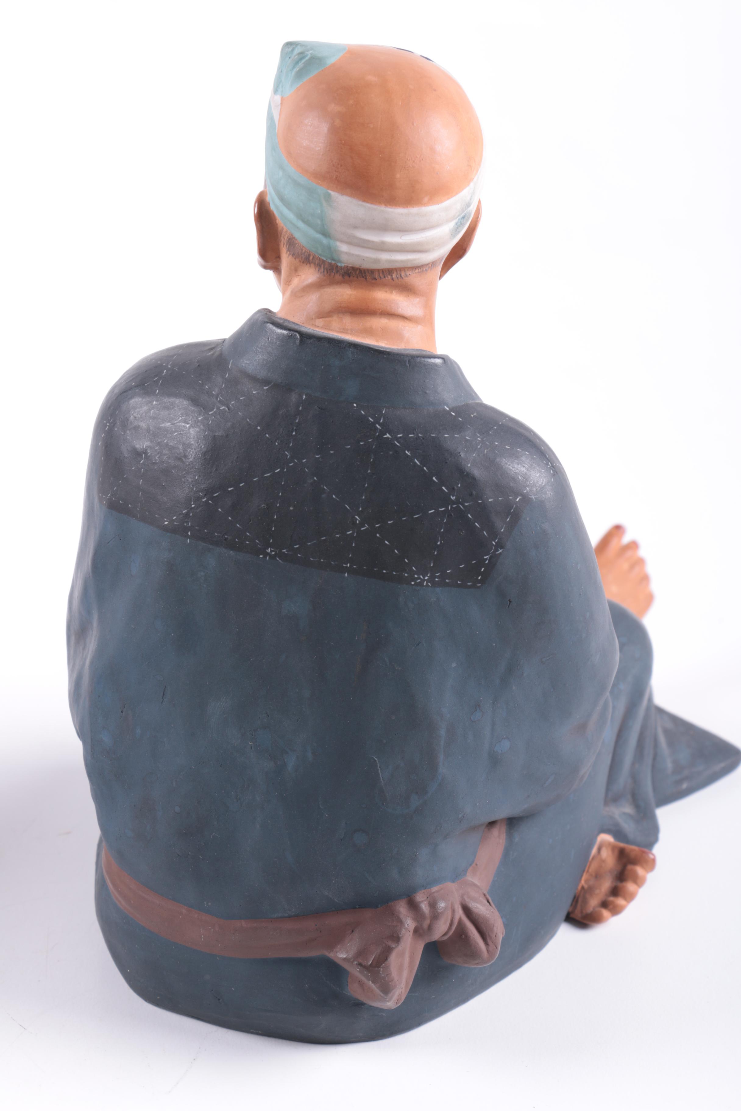 Japanese Ceramic Figurines Including Hakata Urasaki Doll "Fisherman" EBTH