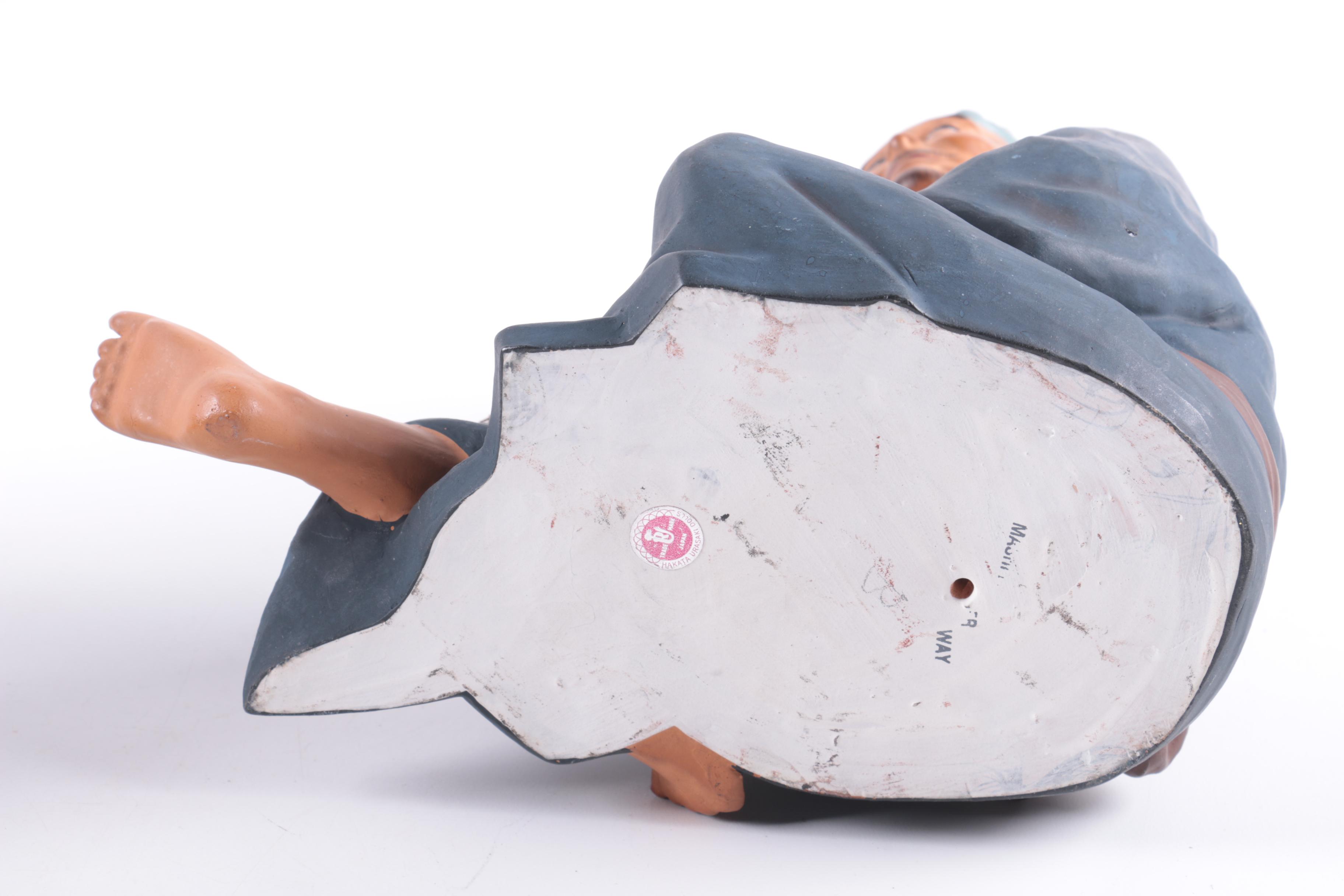 Japanese Ceramic Figurines Including Hakata Urasaki Doll "Fisherman" EBTH