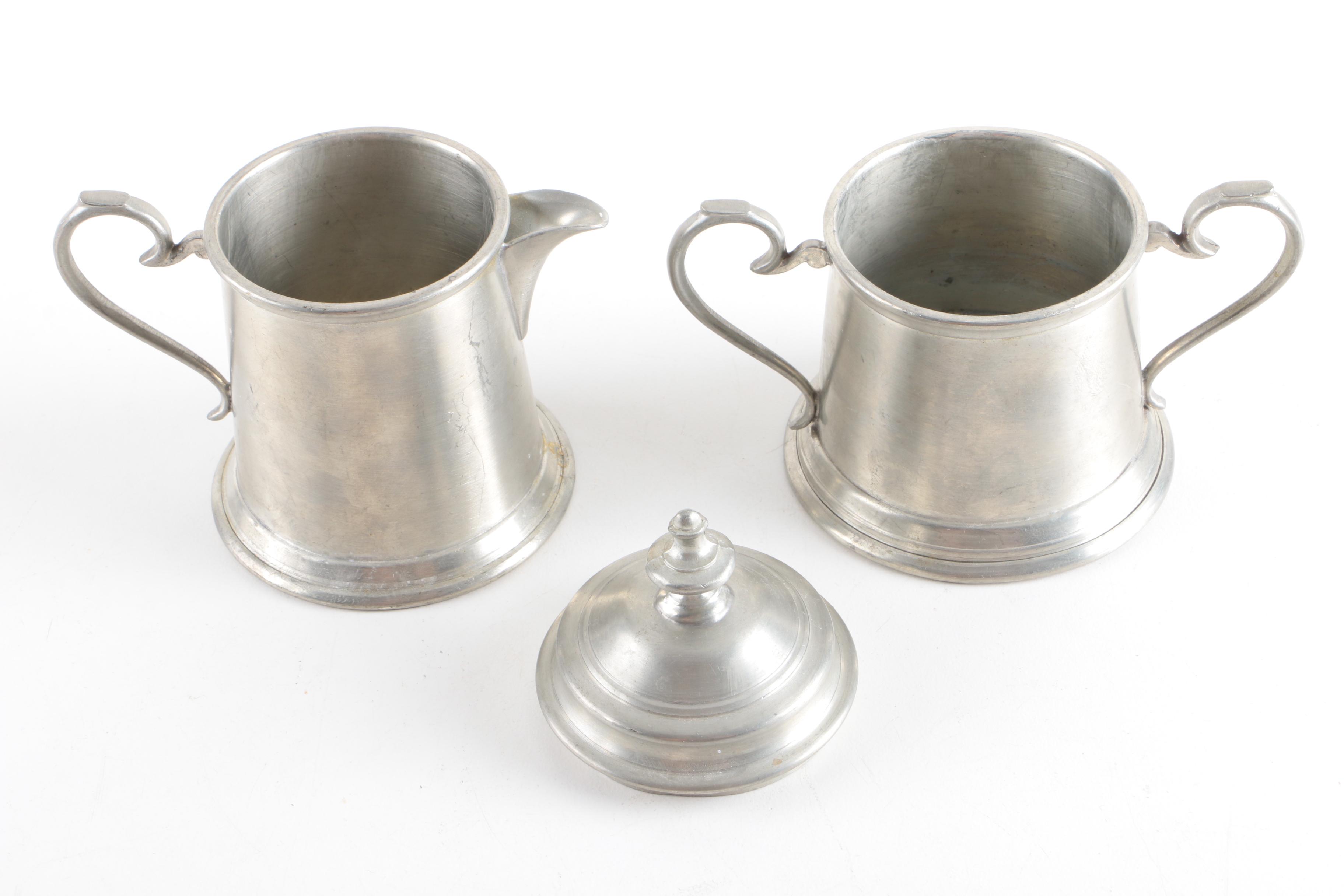 Royal Holland Pewter Pitcher with Leonard English Pewter Creamer and