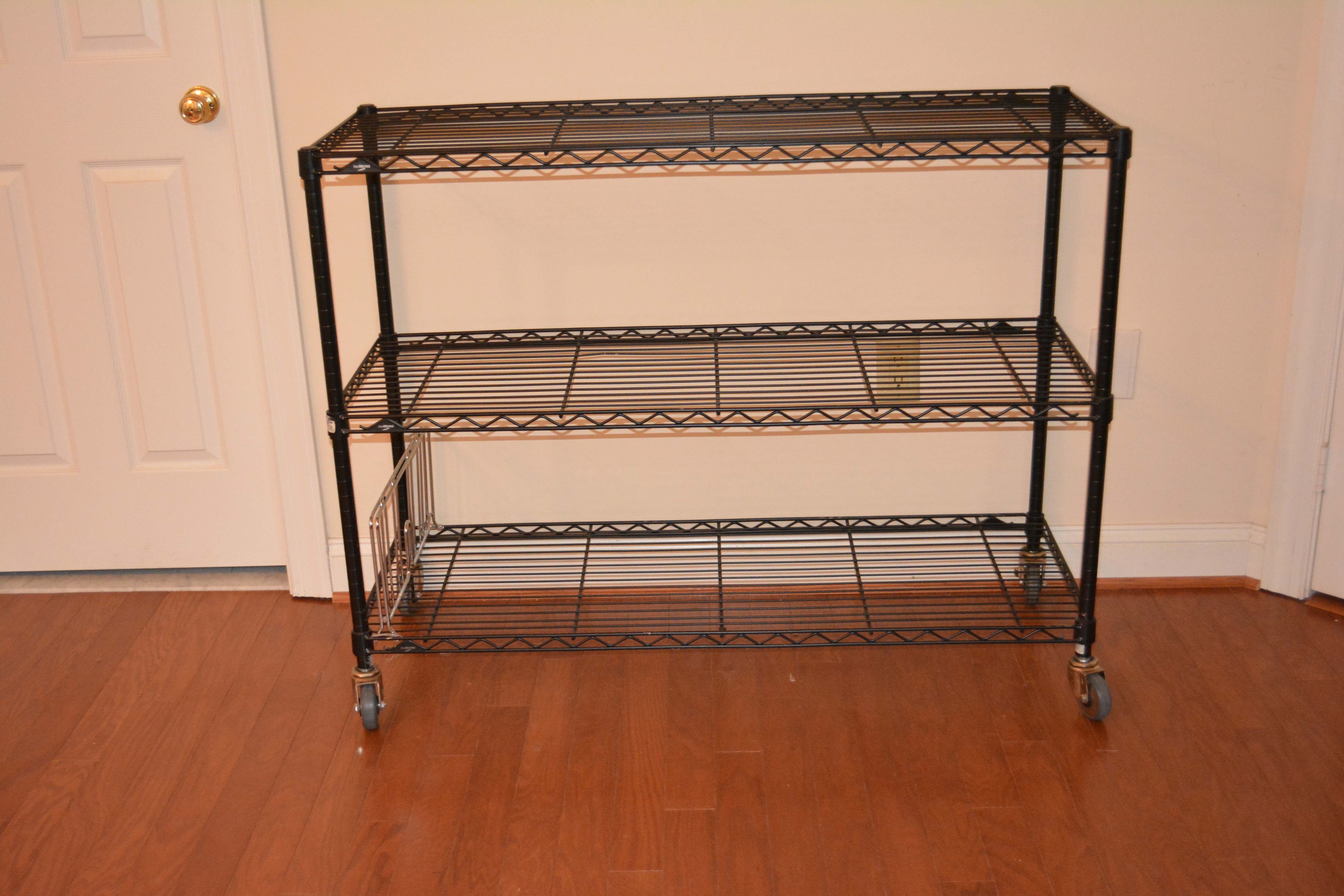 Three Black InterMetro Rolling Shelving and Cart EBTH