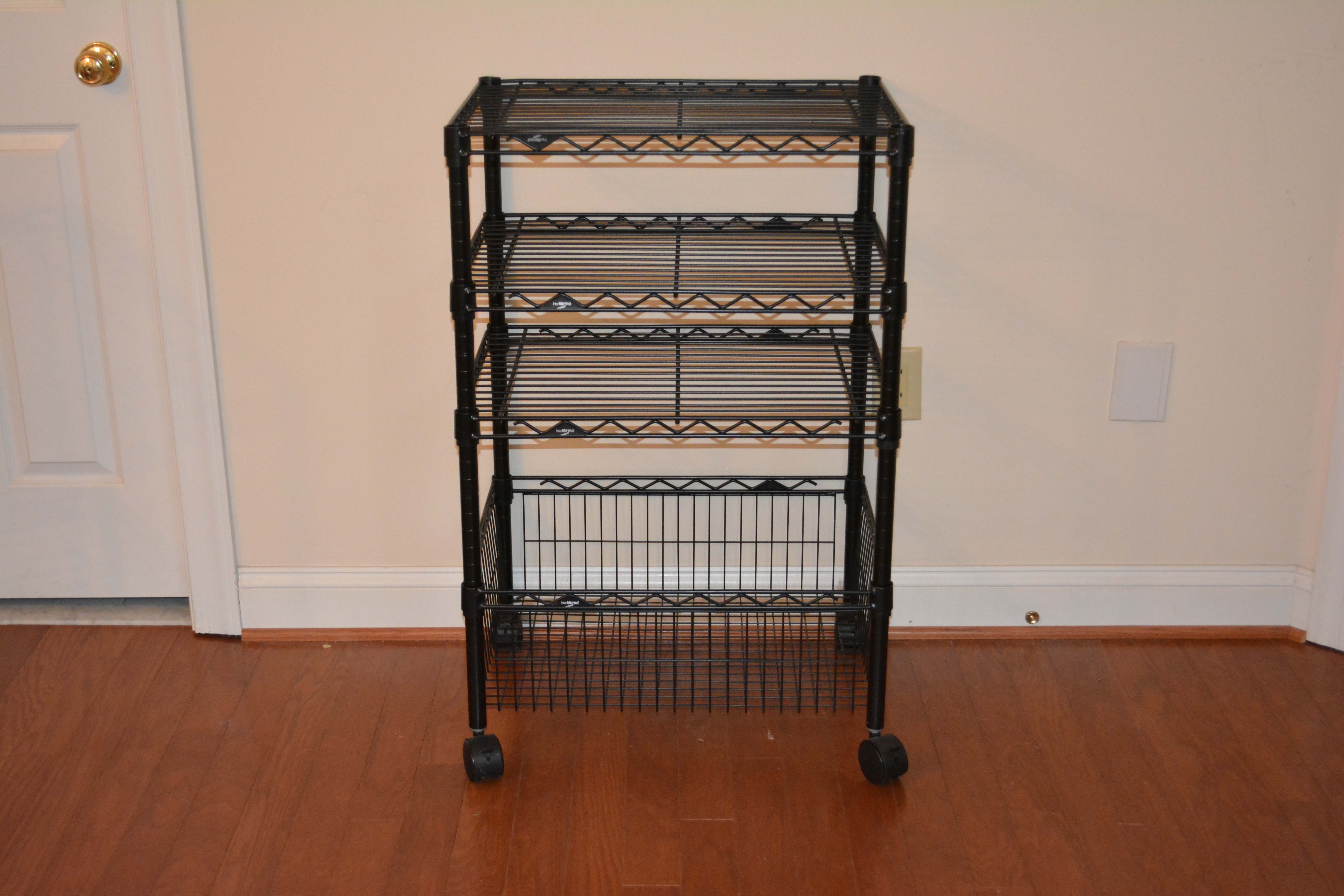 Three Black InterMetro Rolling Shelving and Cart EBTH