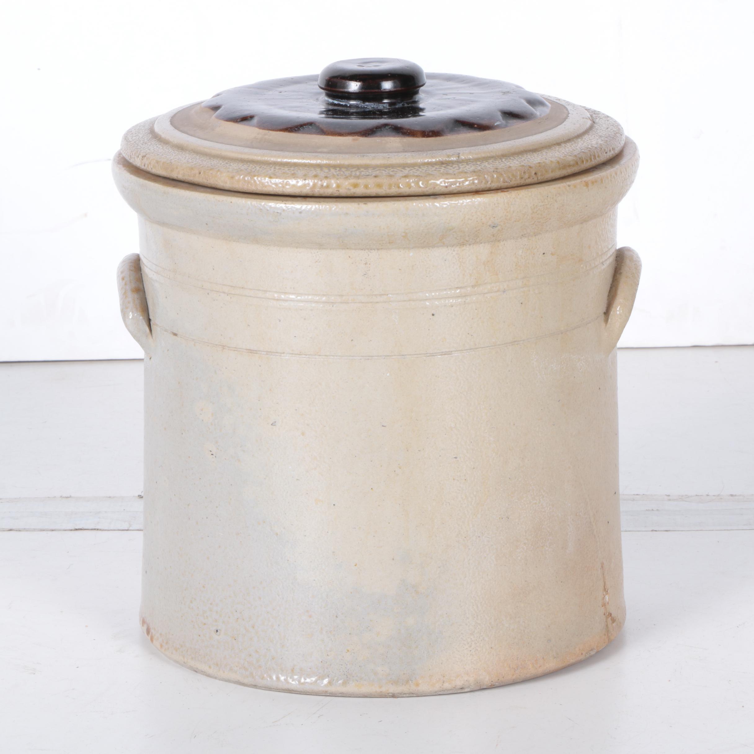 Antique E Norton Co Bennington Vermont Lidded Stoneware Crock EBTH