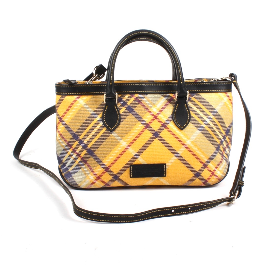 yellow plaid purse