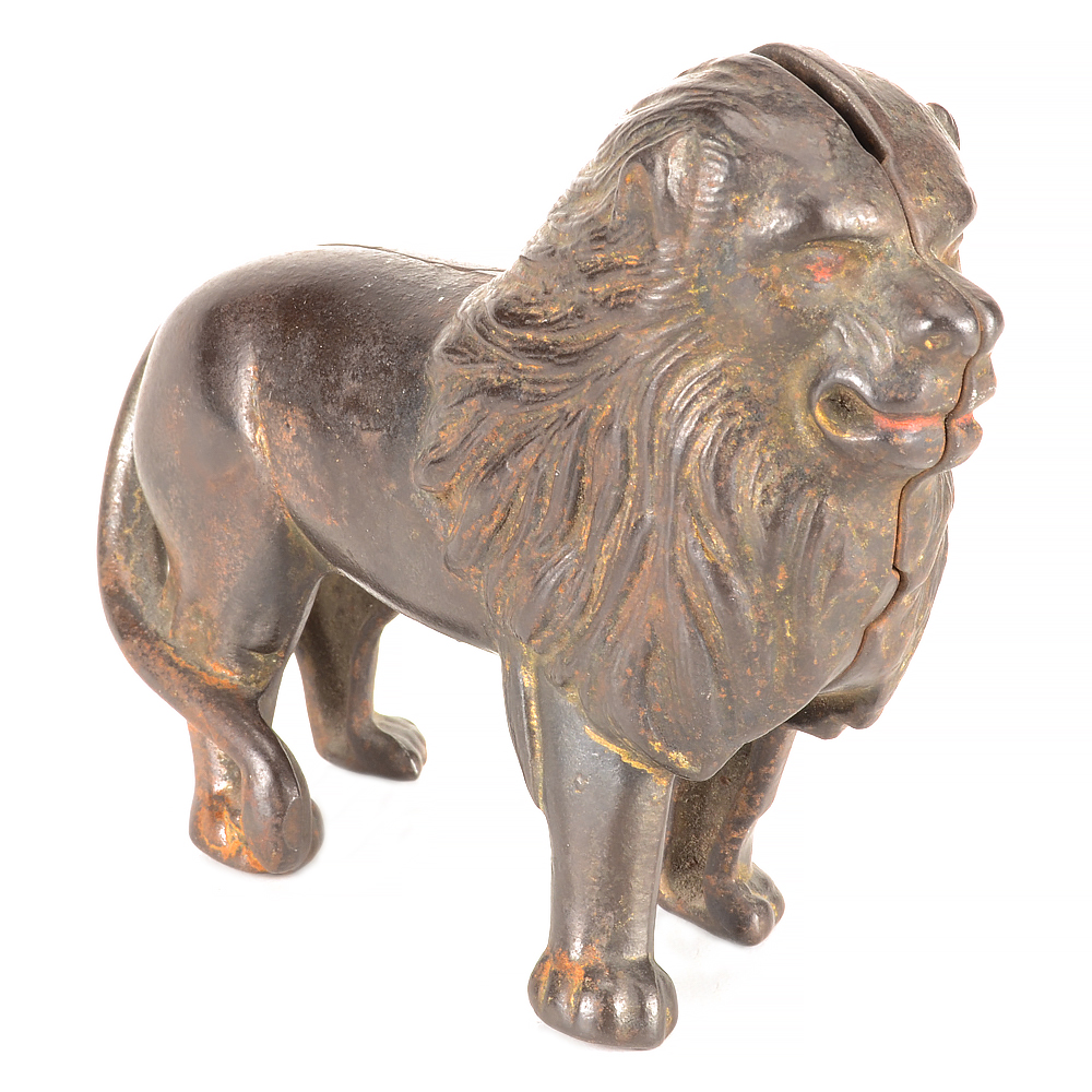 Antique Lion Cast Iron Still Bank EBTH