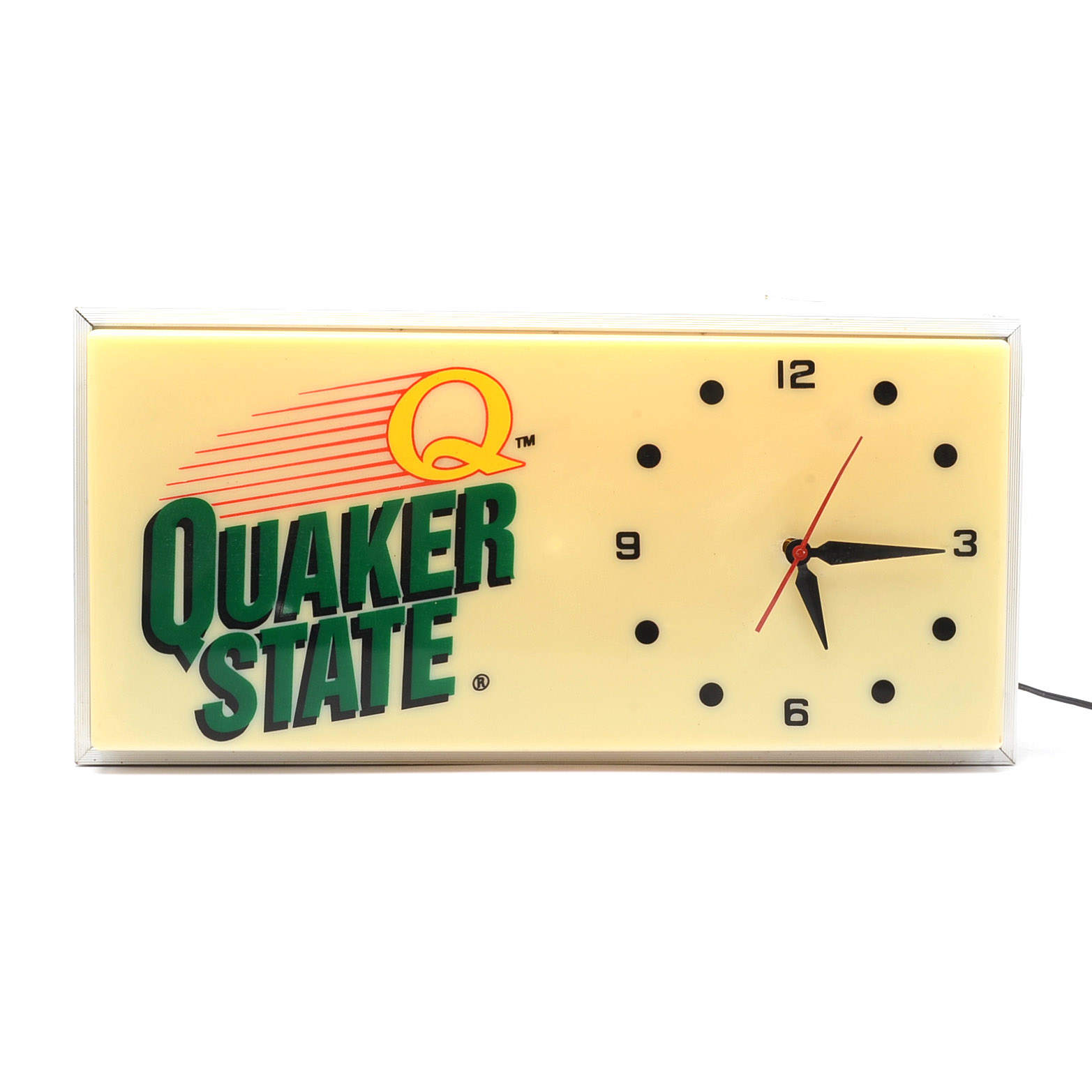 Vintage "Quaker State" Lighted Clock Sign EBTH