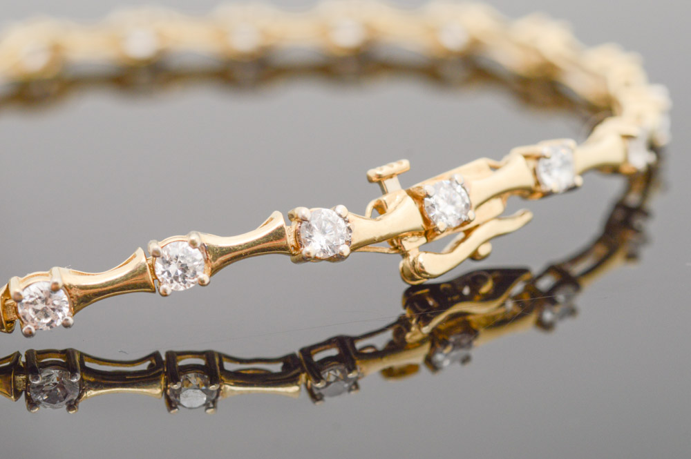 10K Yellow Gold Cubic Zirconia Tennis Bracelet EBTH