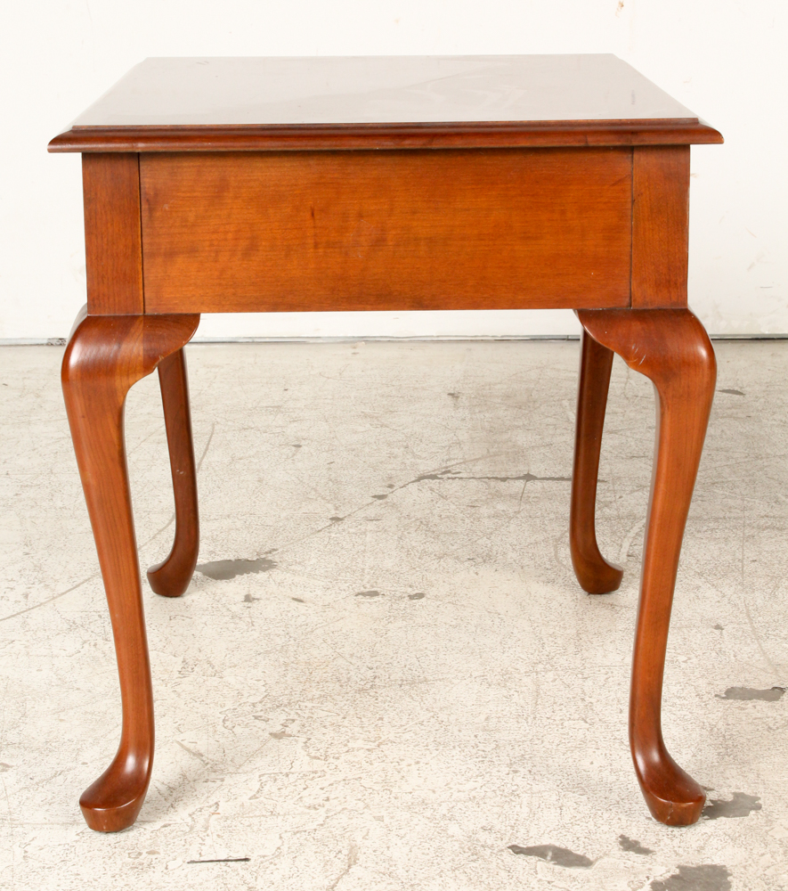 Pair of Queen Anne Style Cherry End Tables EBTH